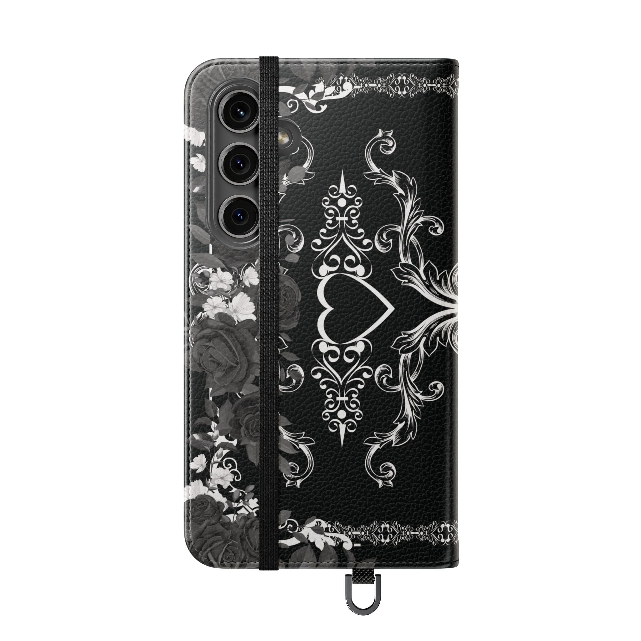Romantic Goth Wallet Flip Case - Goth Botanical Phone Case