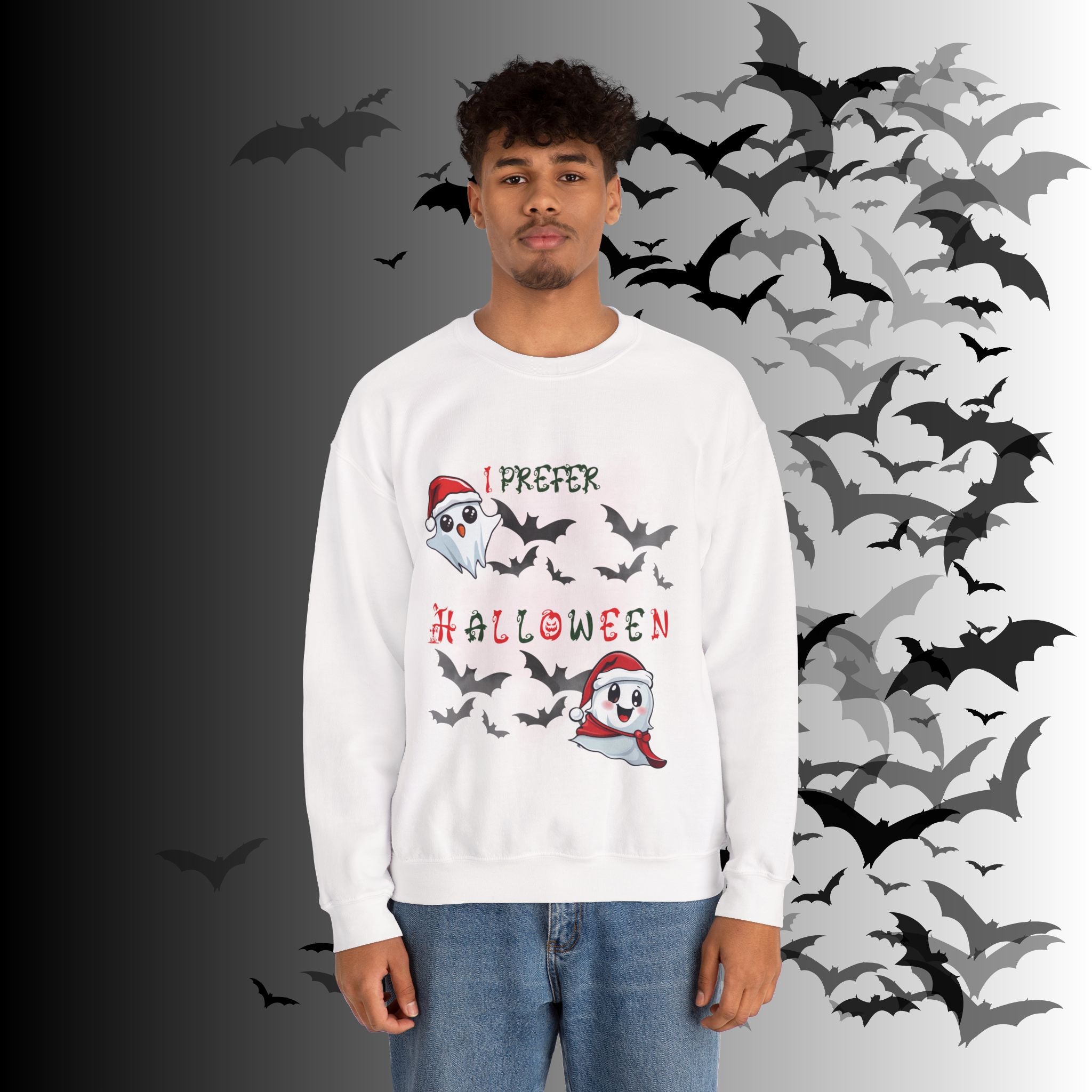 I Prefer Halloween Ghost Crewneck Sweatshirt — Kawaii Gothic Christmas
