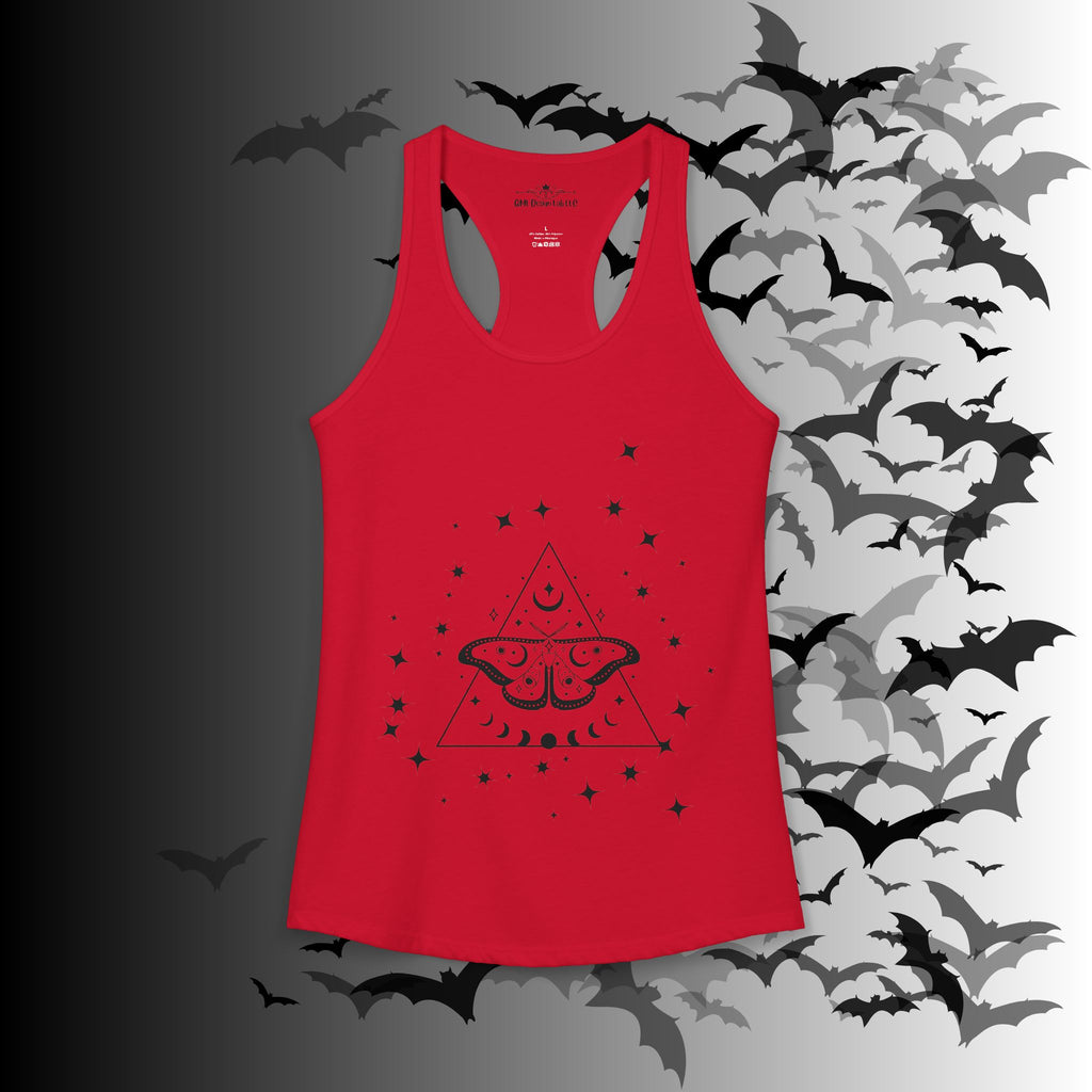 Gothic Luna Moth Celestial Pyramid Tank Top — Witchy Racerback Shirt