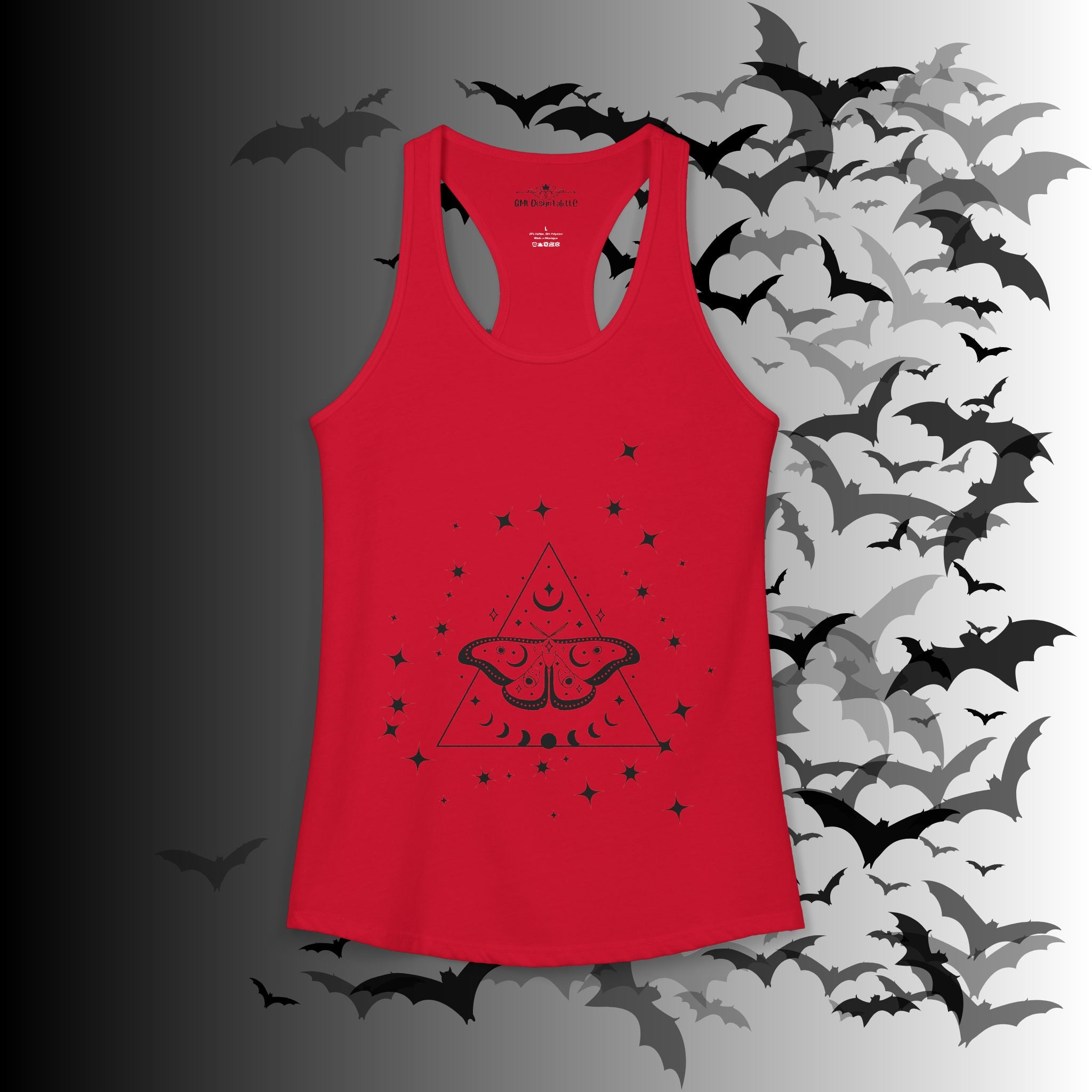 Gothic Luna Moth Celestial Pyramid Tank Top — Witchy Racerback Shirt