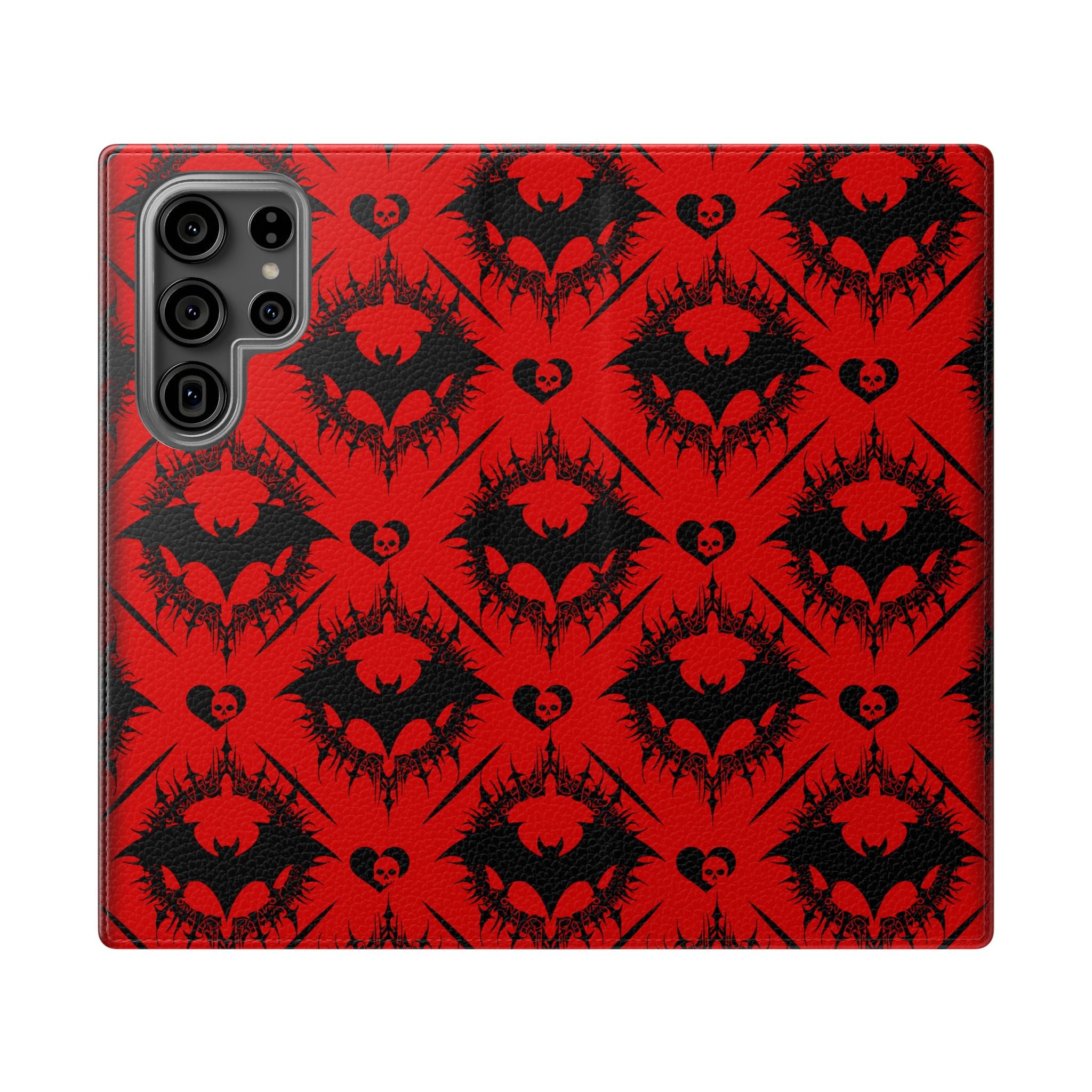 Gothic Bat Wallet Flip Case - Elegant Goth Phone Wallet - Bat Pattern Flip Case - Gothic Phone Case - Stylish Wallet Phone Case