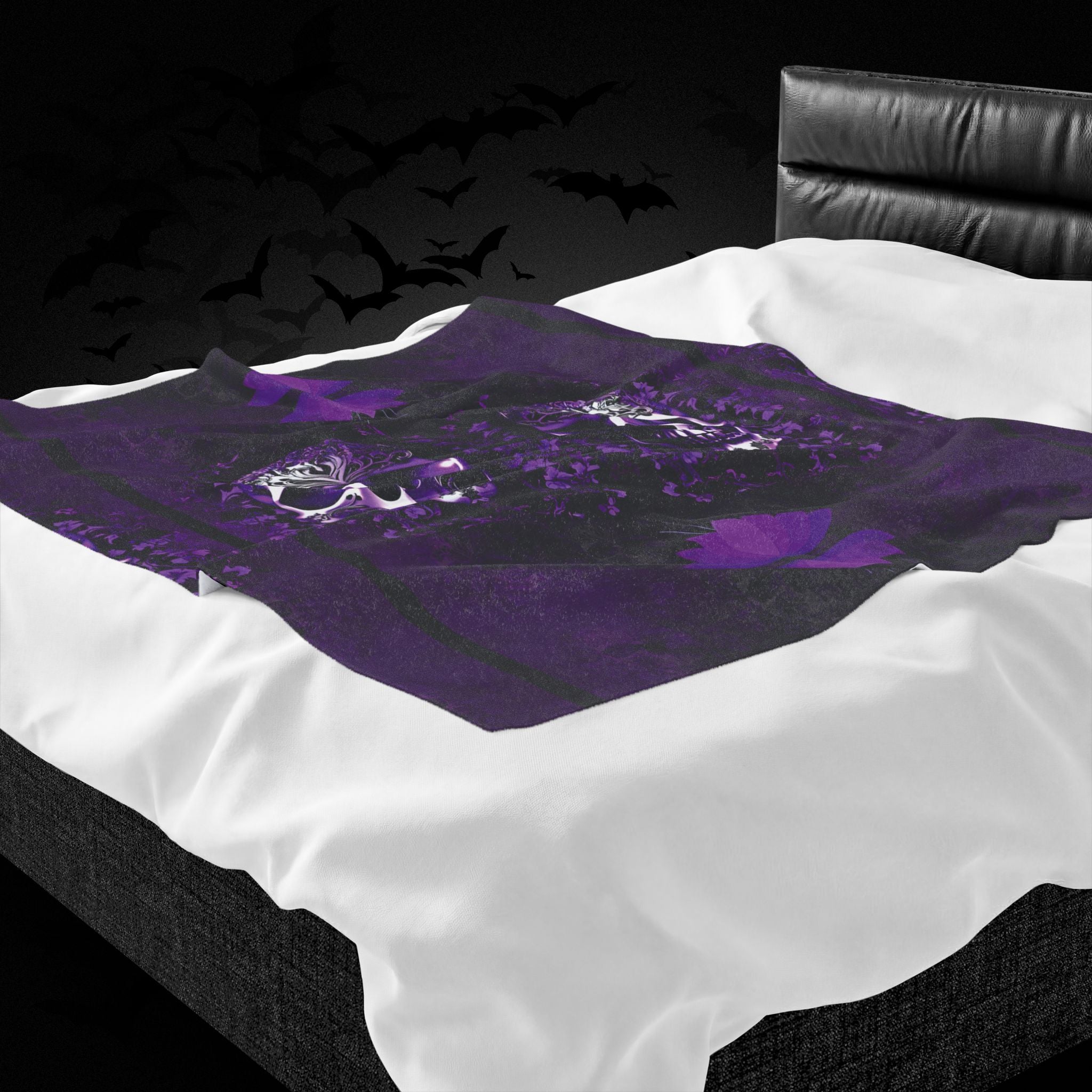 Gothic Purple Skull Throw Blanket — Dark Elegance Home Decor