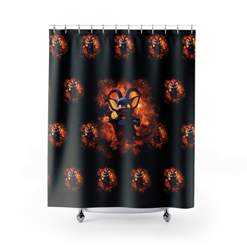 Whimsigoth Kawaii Baphomet Shower Curtain — Gothic Bathroom Decor