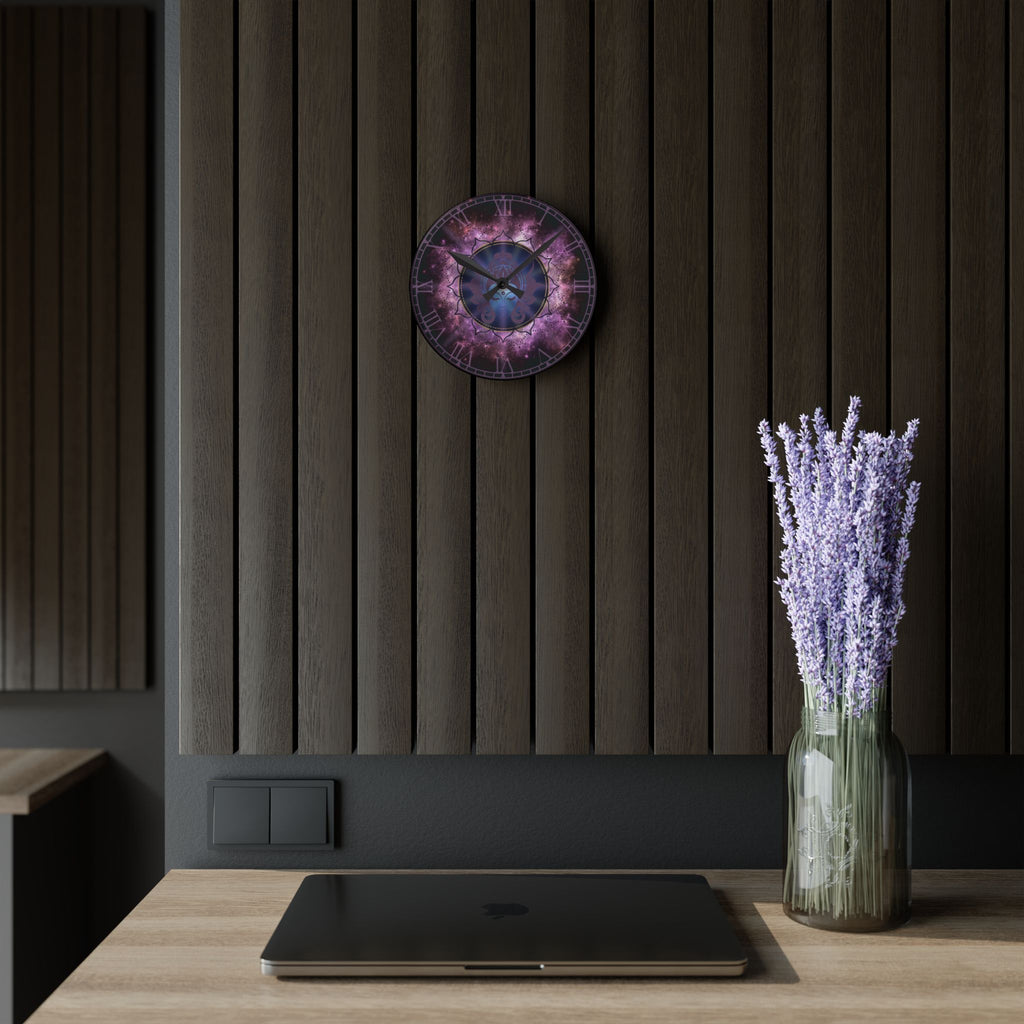 Moon Goddess Galaxy Wall Clock — Celestial Mandala Acrylic Art Print Home Decor