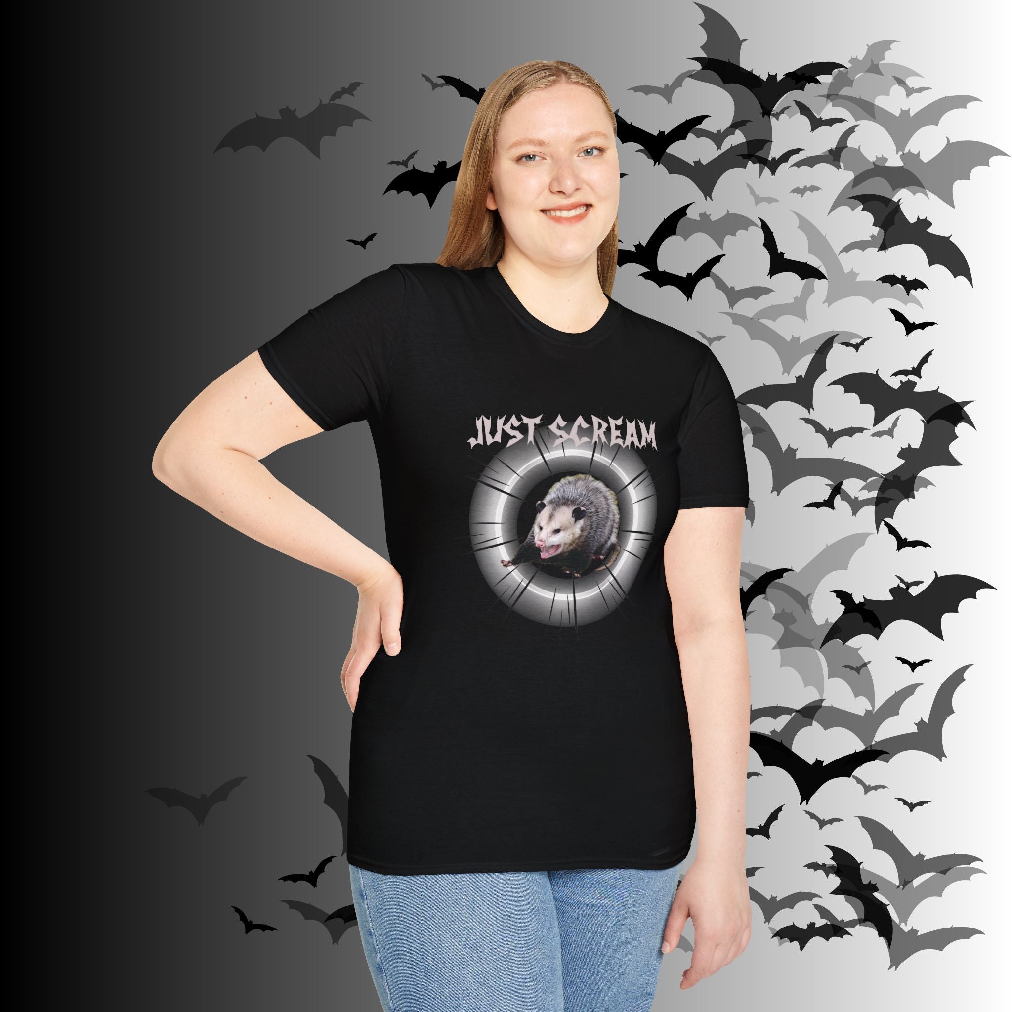 "Just Scream" Possum T-Shirt — Edgy Humor Gothic Tee