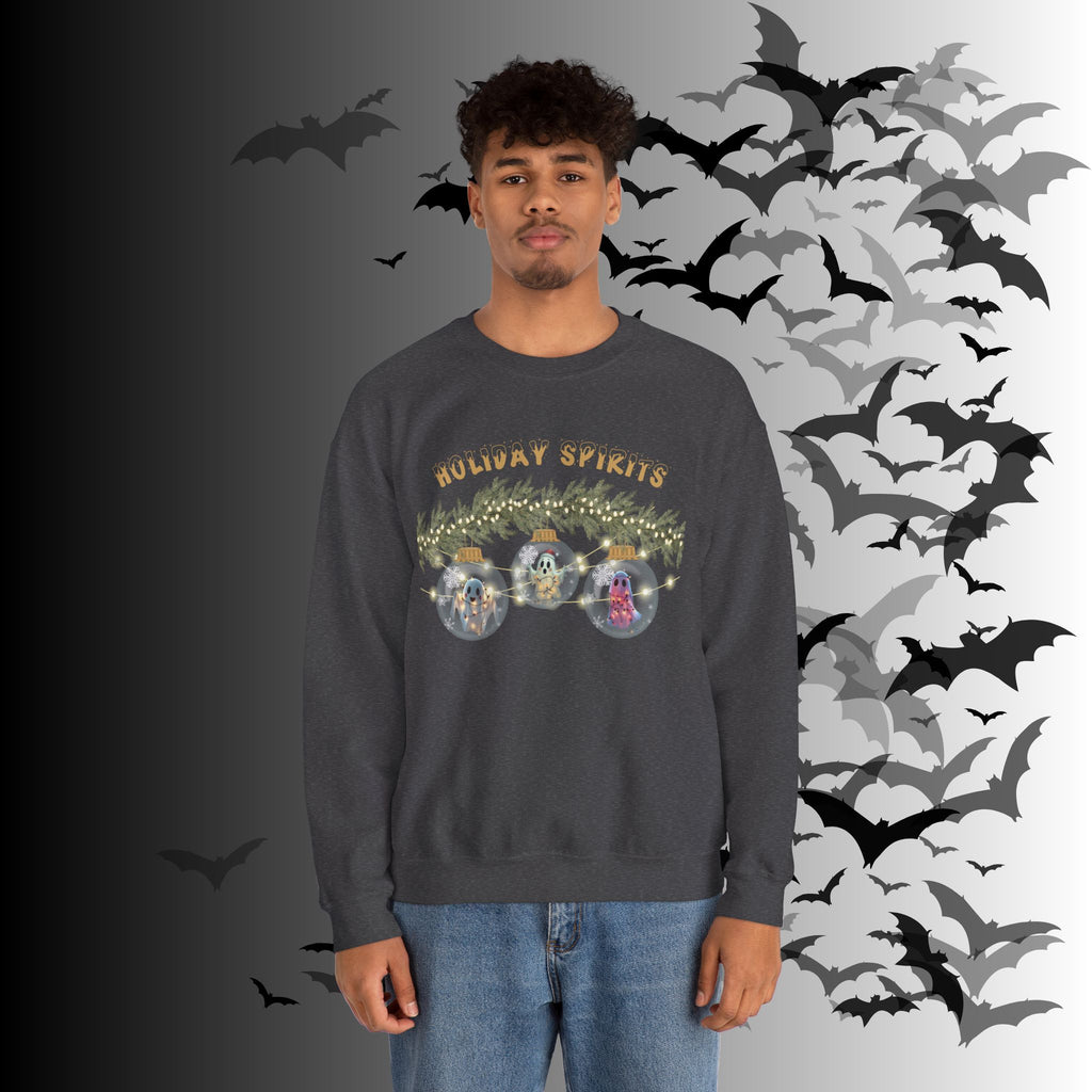 Holiday Spirits Crewneck Sweatshirt — Ghost Christmas Ornament Gothmas
