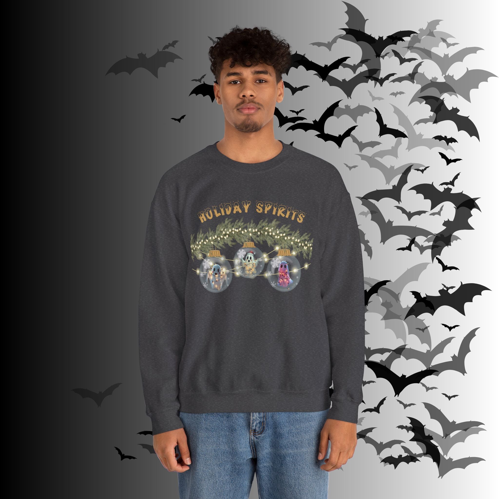 Holiday Spirits Crewneck Sweatshirt — Ghost Christmas Ornament Gothmas