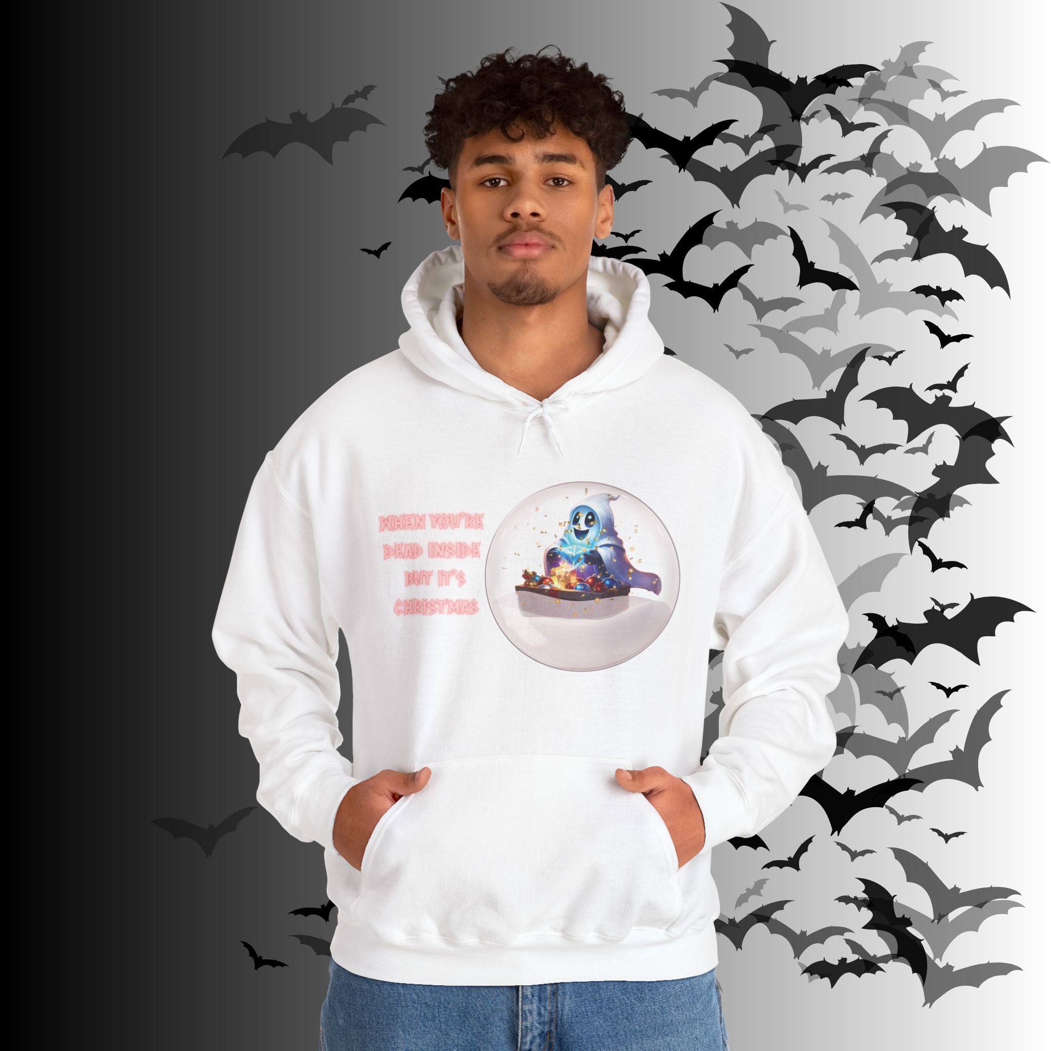 When You're Dead Inside But It's Christmas Hoodie — Ghost Snow Globe Pullover