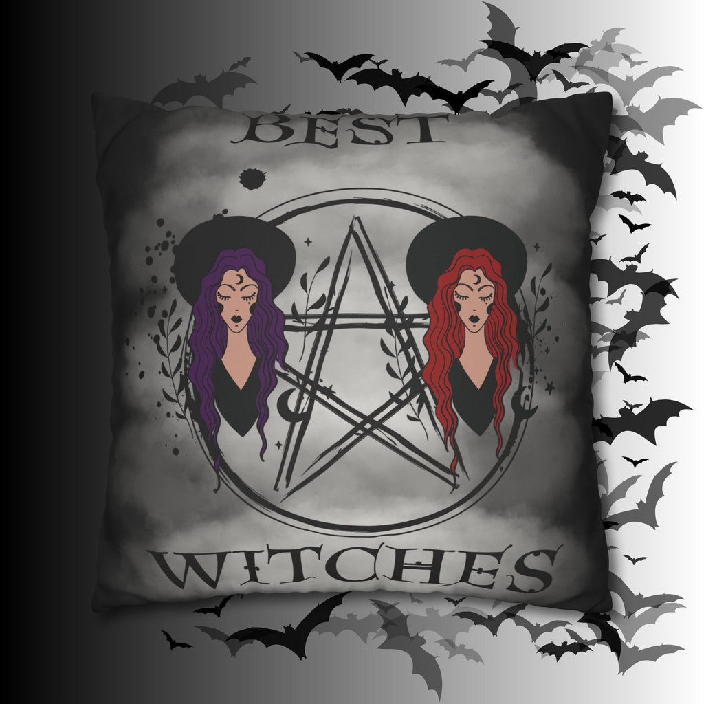 Best Witches Gothic BFF Throw Pillow — Witch Dark Cottagecore Home Decor