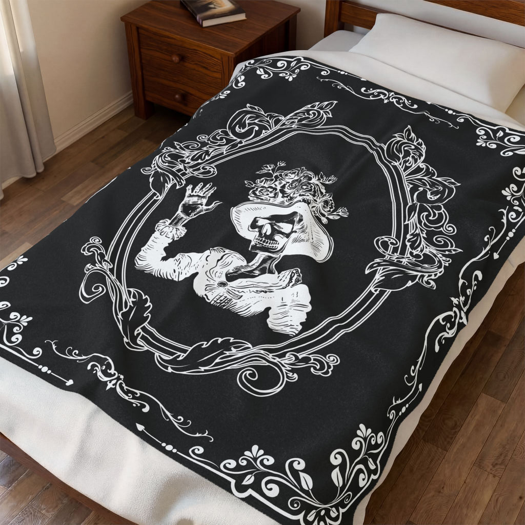 Victorian Skeleton Throw Blanket — Gothic Dark Academia Home Decor
