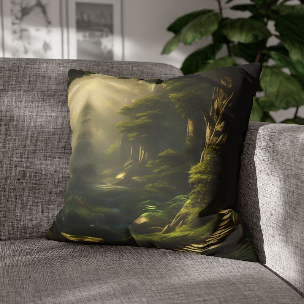 Mystical Forest Throw Pillow — Dark Cottagecore Woodland Home Decor