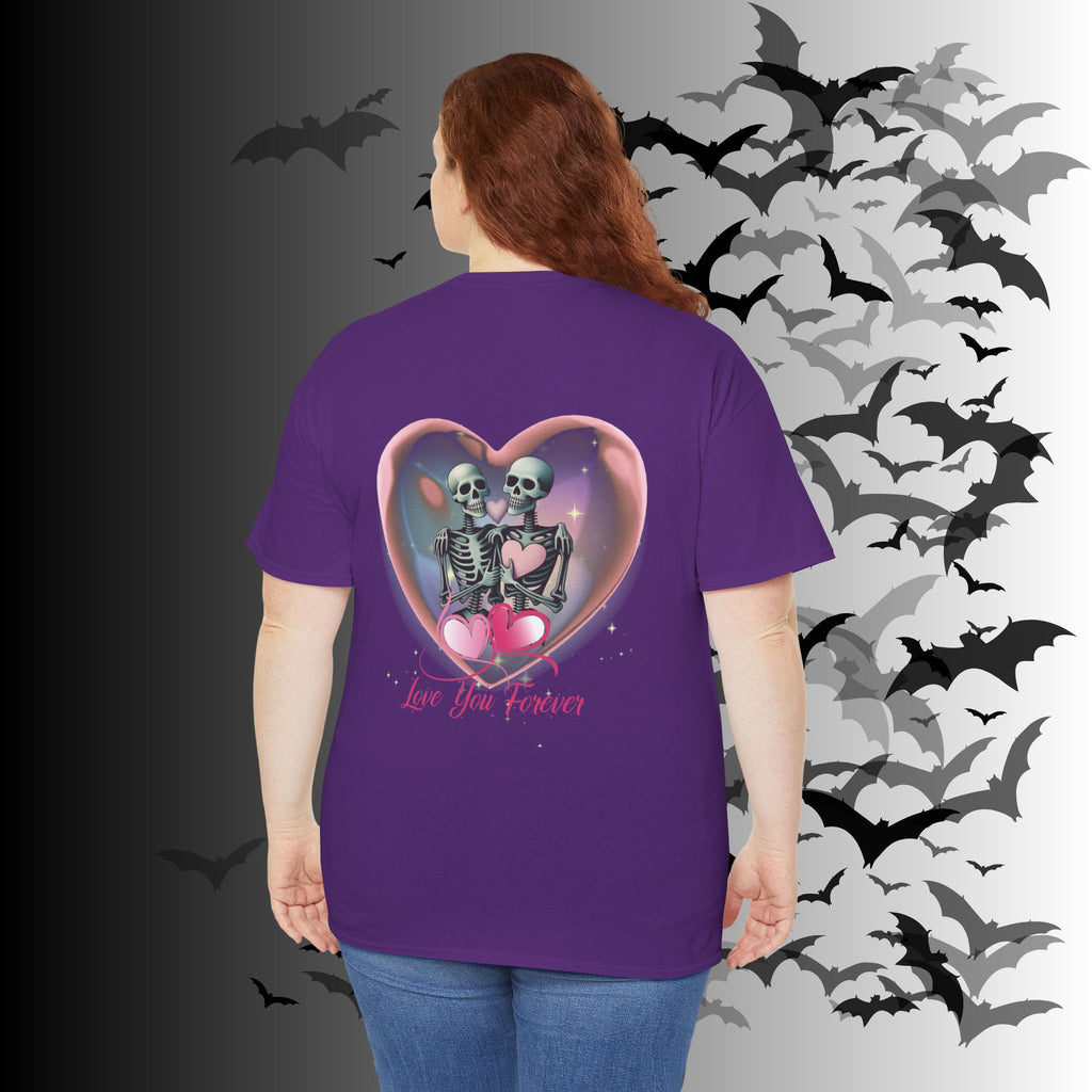 "Love You Forever" Gothic Skeleton Couples T-Shirt — Goth Valentine's Day Matching Tee