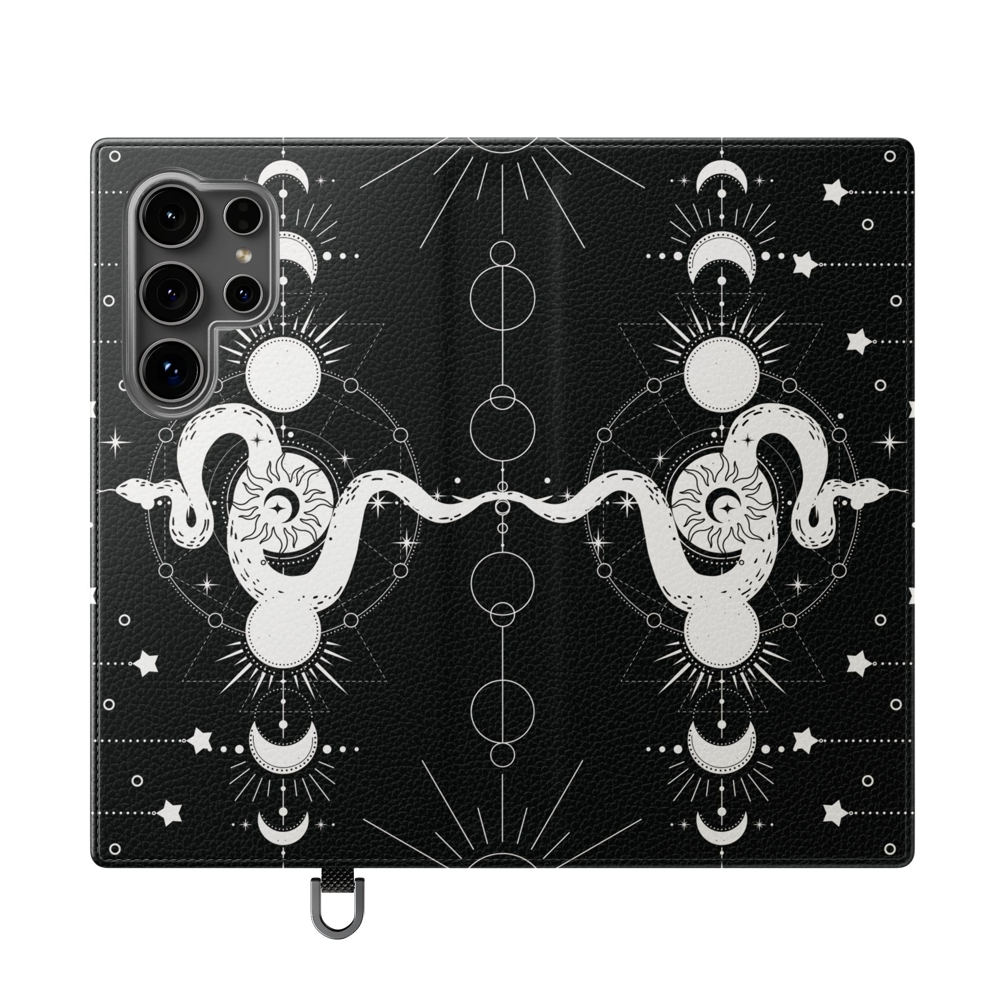 Gothic Style Celestial Snake Moon Phases Wallet Flip PhoneCase - Celestial Style Phone Case for iPhone and Samsung - Moon Phases Wallet Case