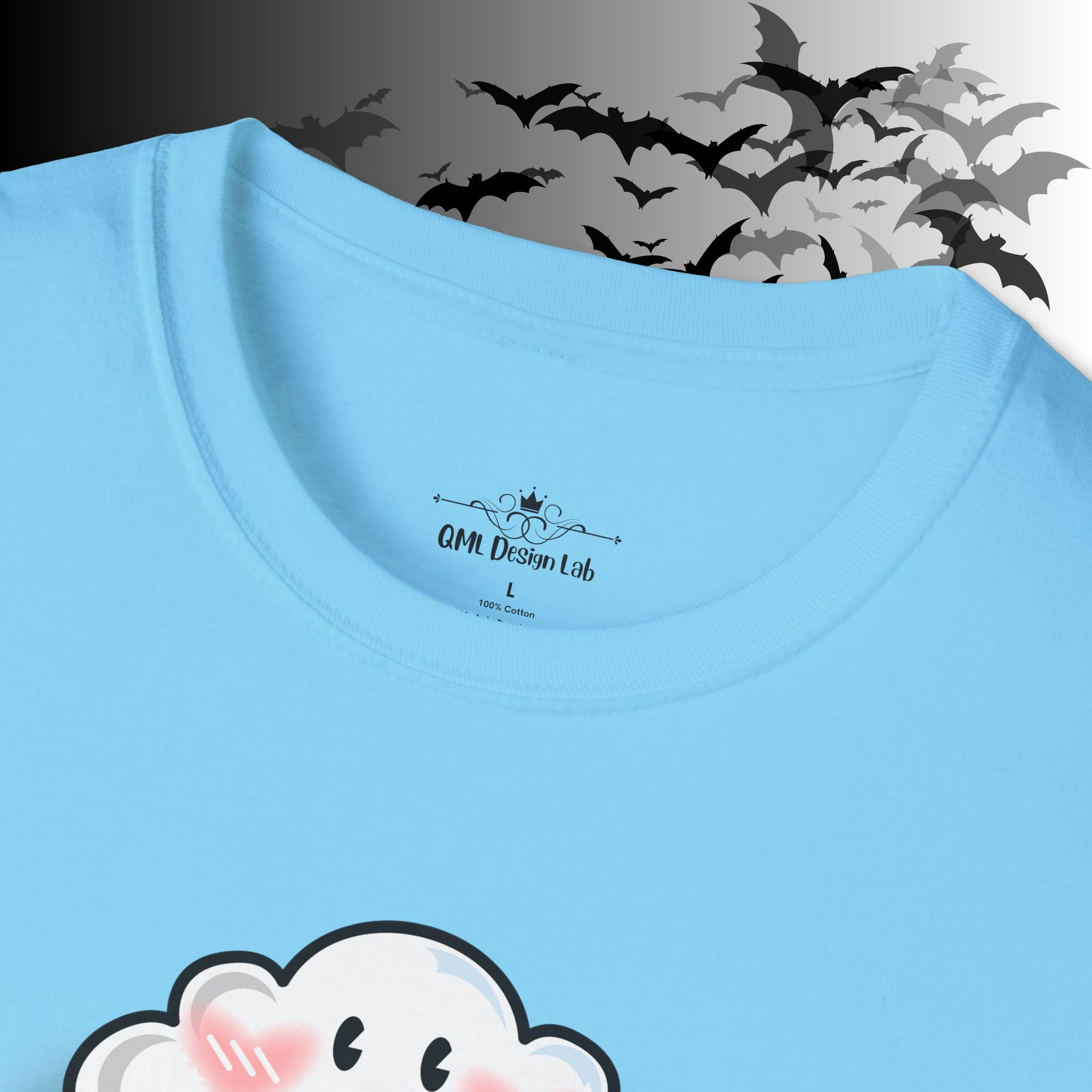 Rainbow Vomit Cloud Bat T-Shirt — Kawaii Goth Pride Unisex Tee