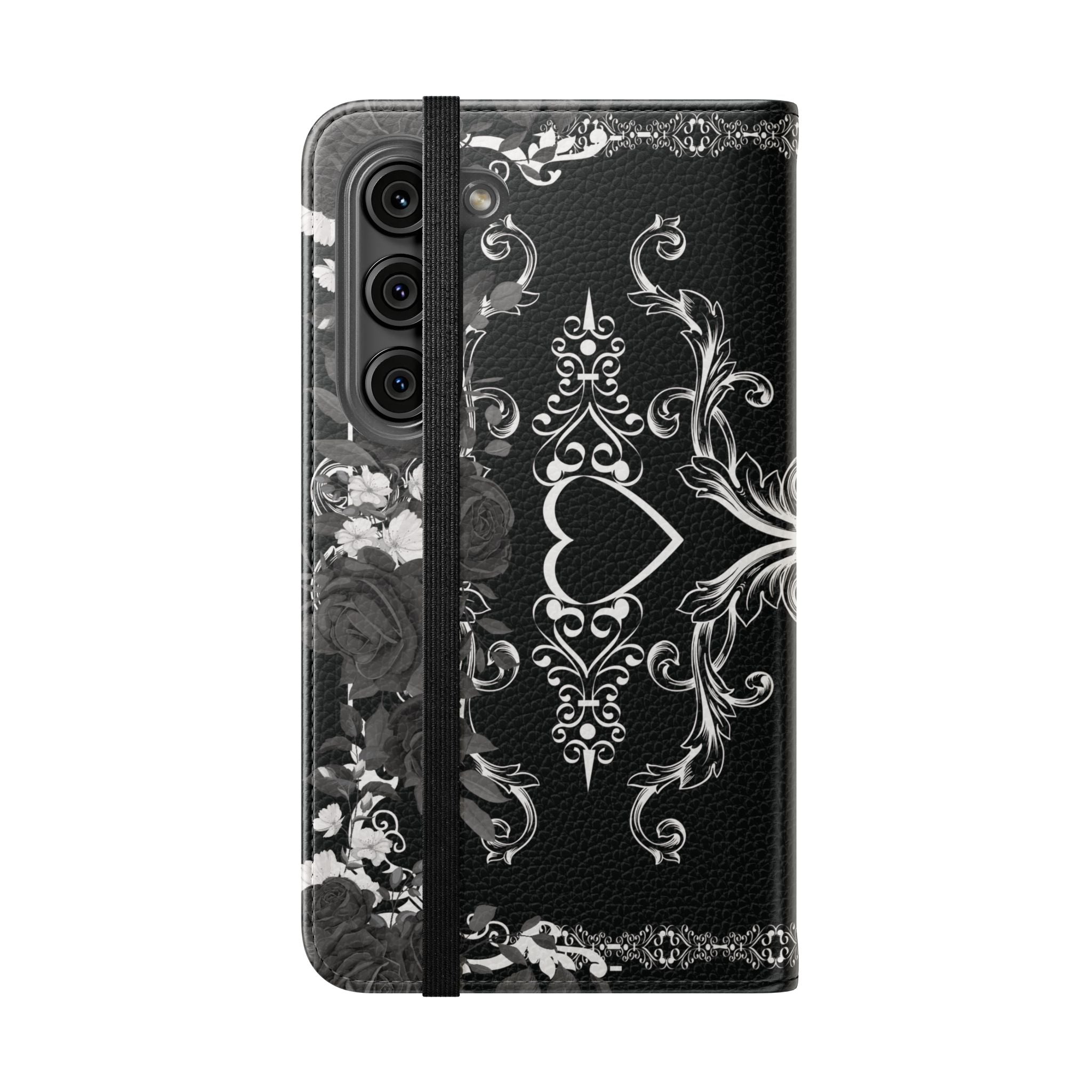 Romantic Goth Wallet Flip Case - Goth Botanical Phone Case