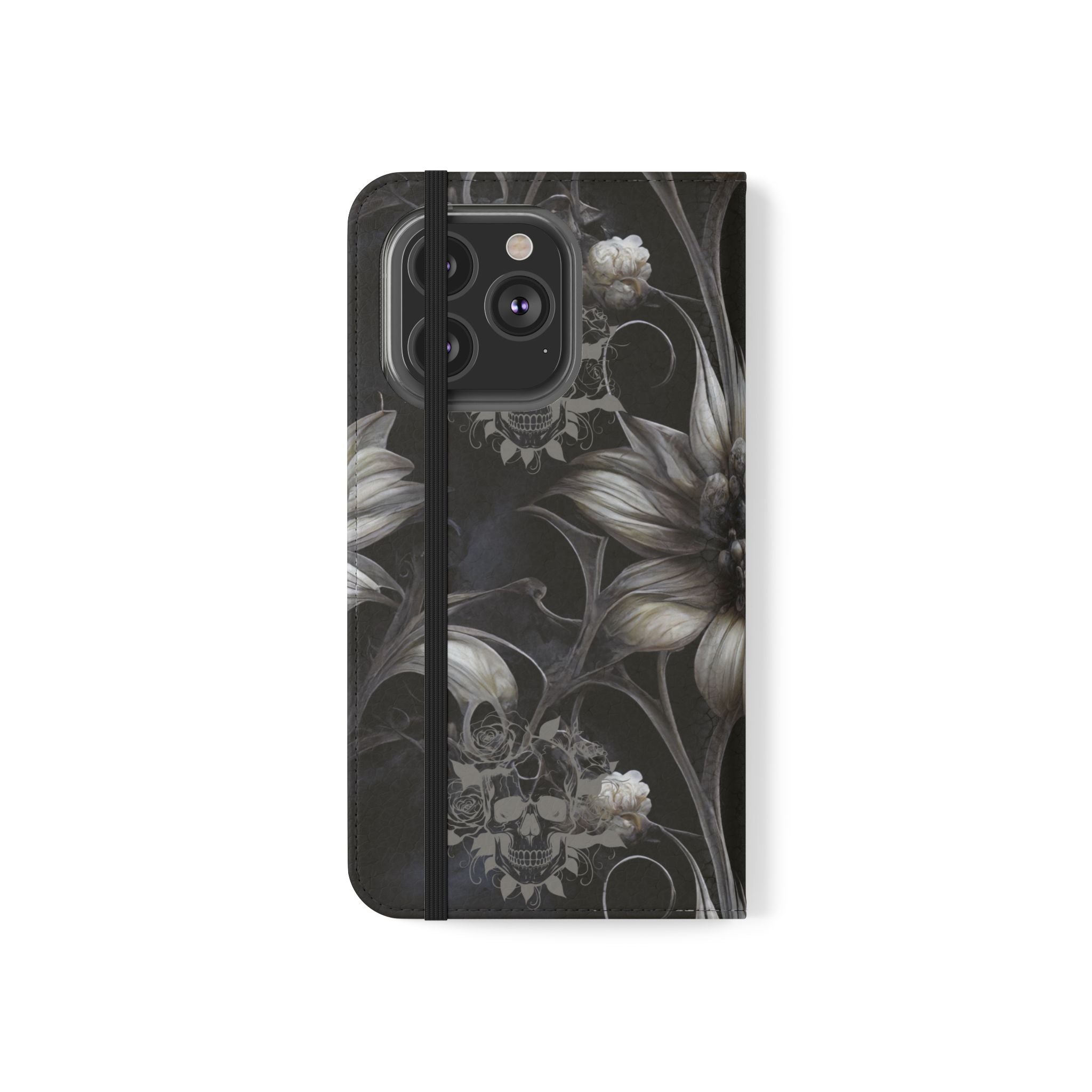 Goth Botanical Flip Wallet Case for iPhone and Samsung Galaxy Phones