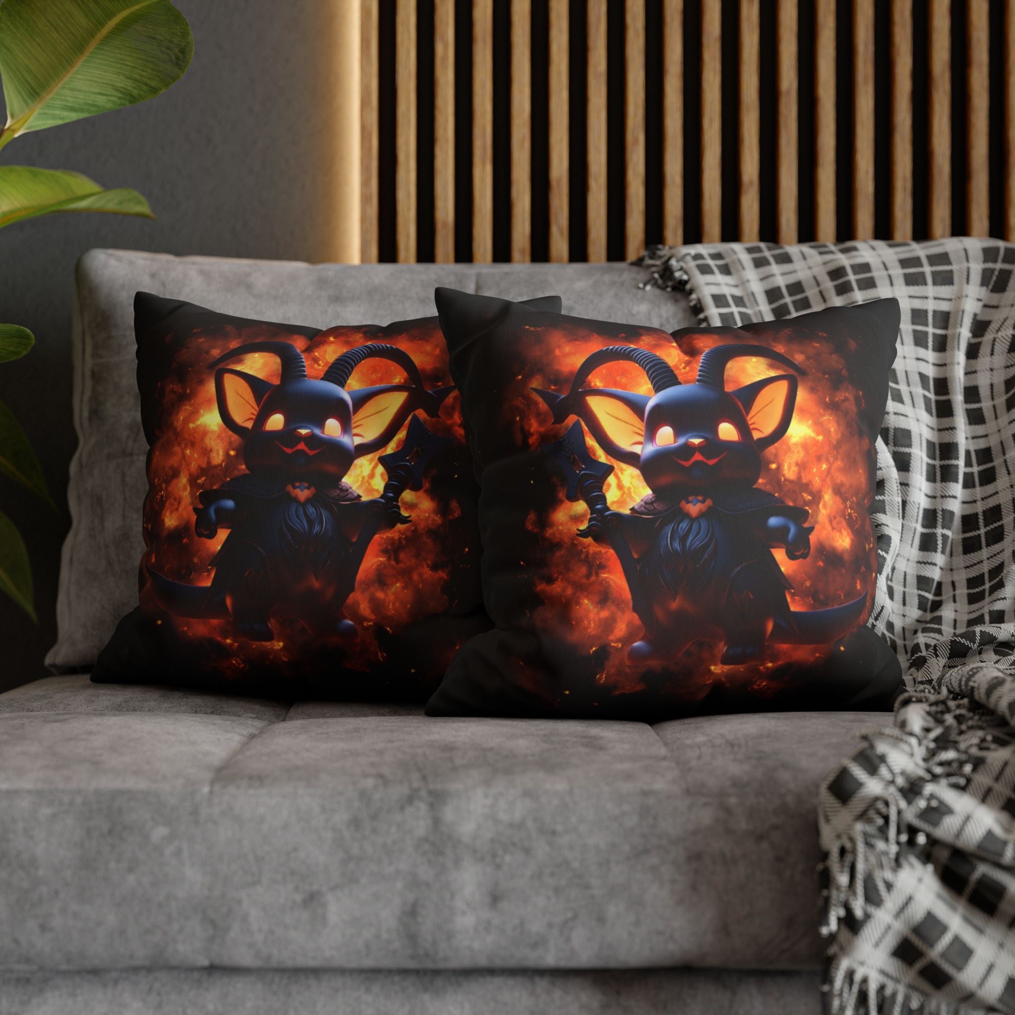 Cute Baphomet Throw Pillow — Gothic Occult Dark Home Decor