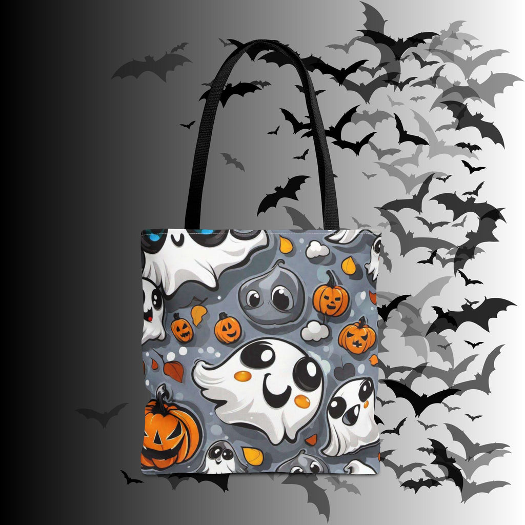 Kawaii Ghost & Pumpkin Halloween Tote Bag — Spooky All-Over Print