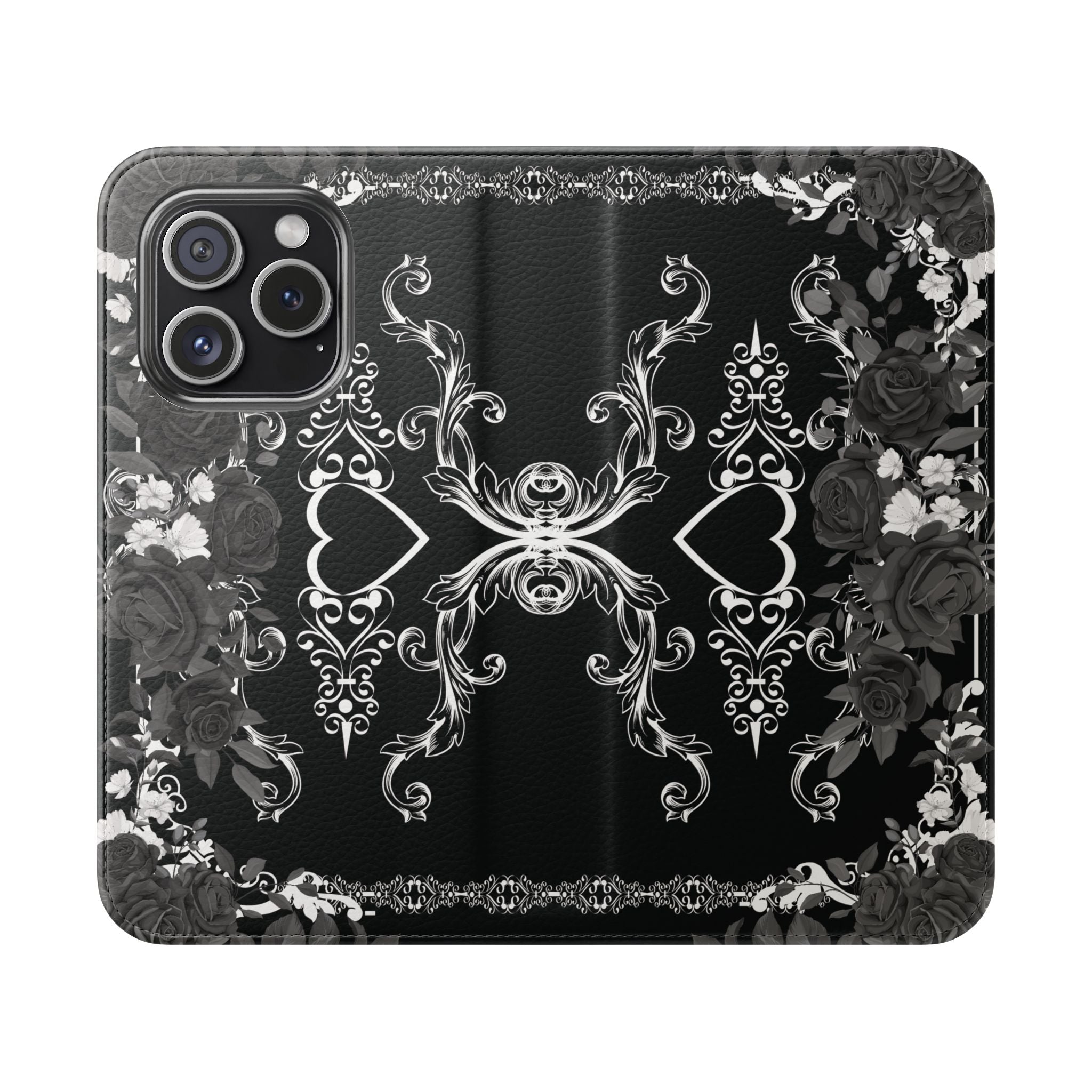Romantic Goth Wallet Flip Case - Goth Botanical Phone Case