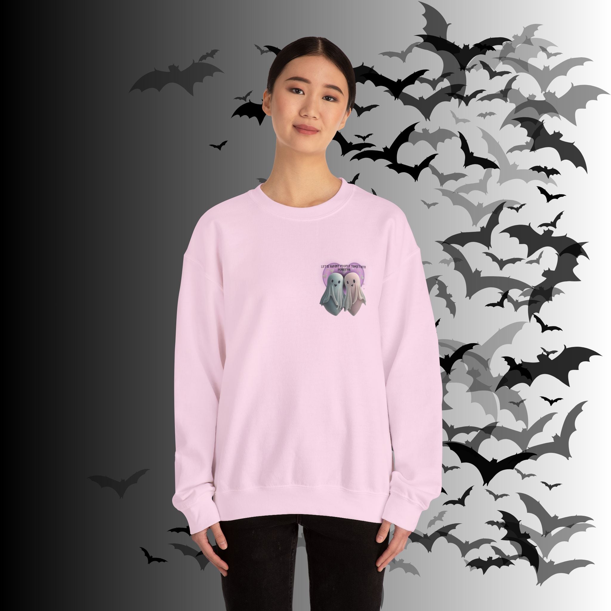 Let's Haunt People Together Forever Crewneck Sweatshirt — Gothic Valentine's Couples Ghost