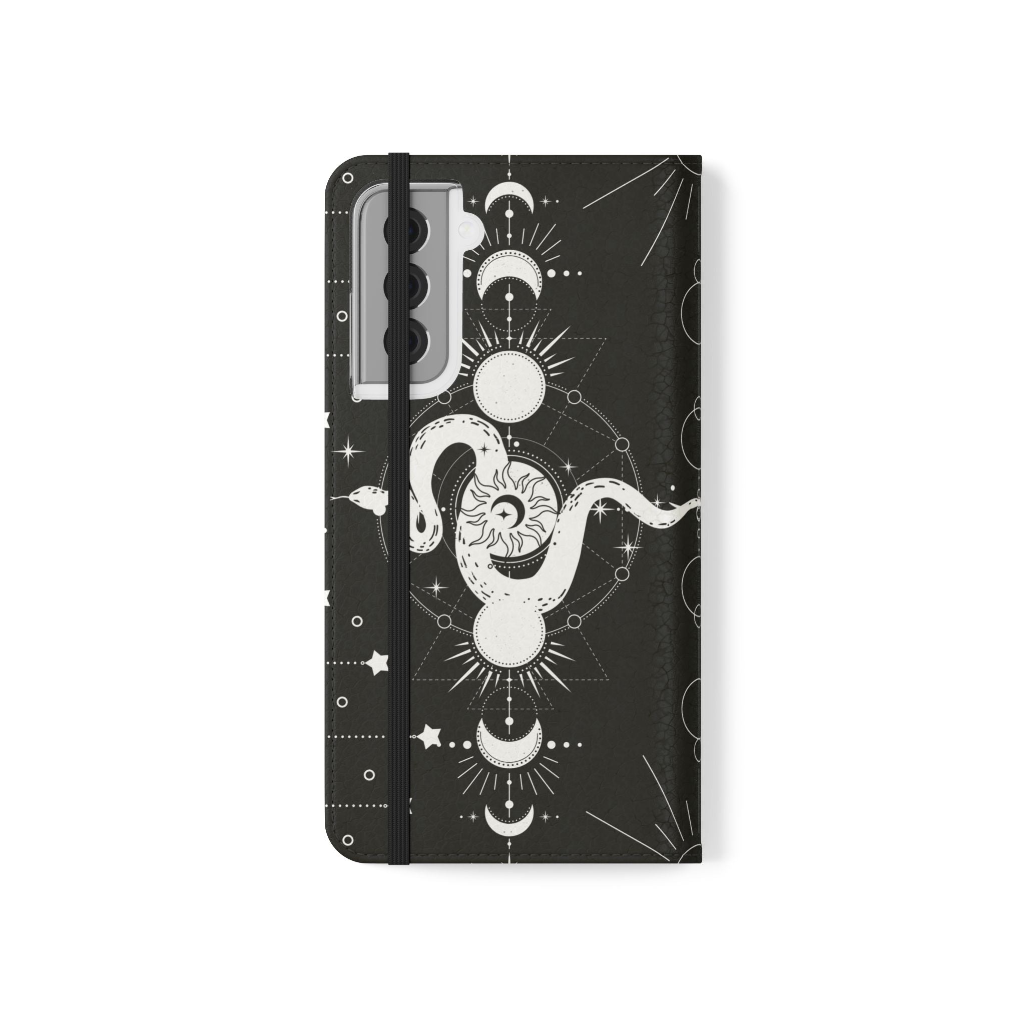 Gothic Style Celestial Snake Moon Phases Wallet Flip PhoneCase - Celestial Style Phone Case for iPhone and Samsung - Moon Phases Wallet Case