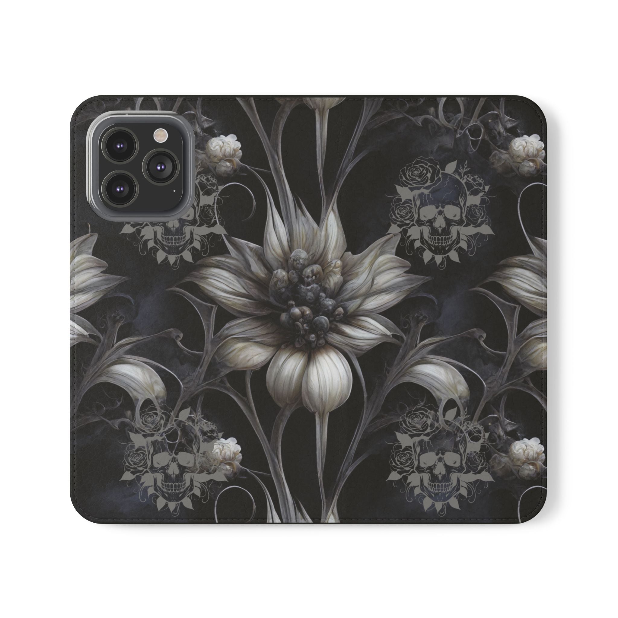 Goth Botanical Flip Wallet Case for iPhone and Samsung Galaxy Phones