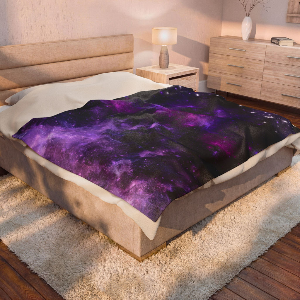 Pastel Goth Purple Galaxy Throw Blanket — Cosmic Nebula Home Decor