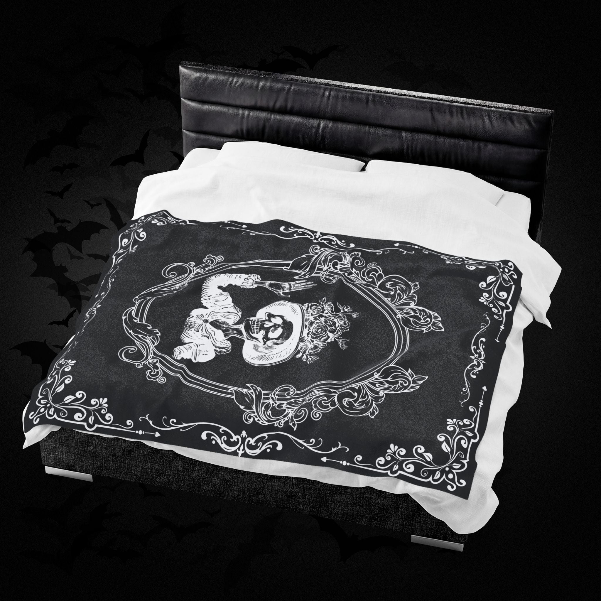 Victorian Skeleton Throw Blanket — Gothic Dark Academia Home Decor