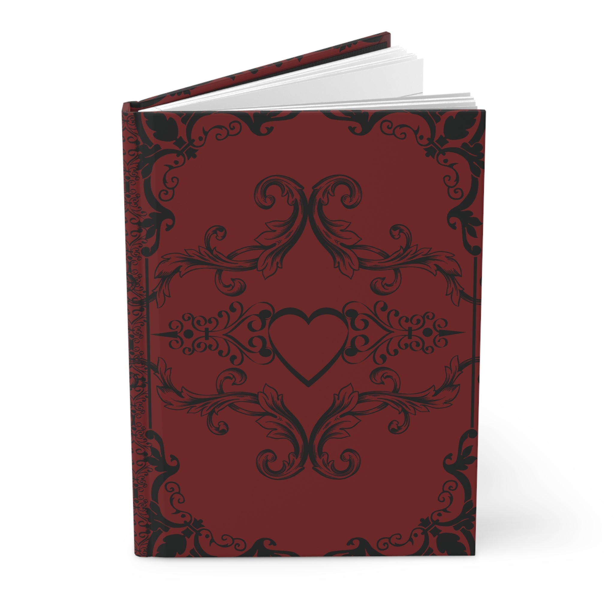 Crimson Gothic Dark Romance Journal — Red & Black Victorian Heart Hardcover