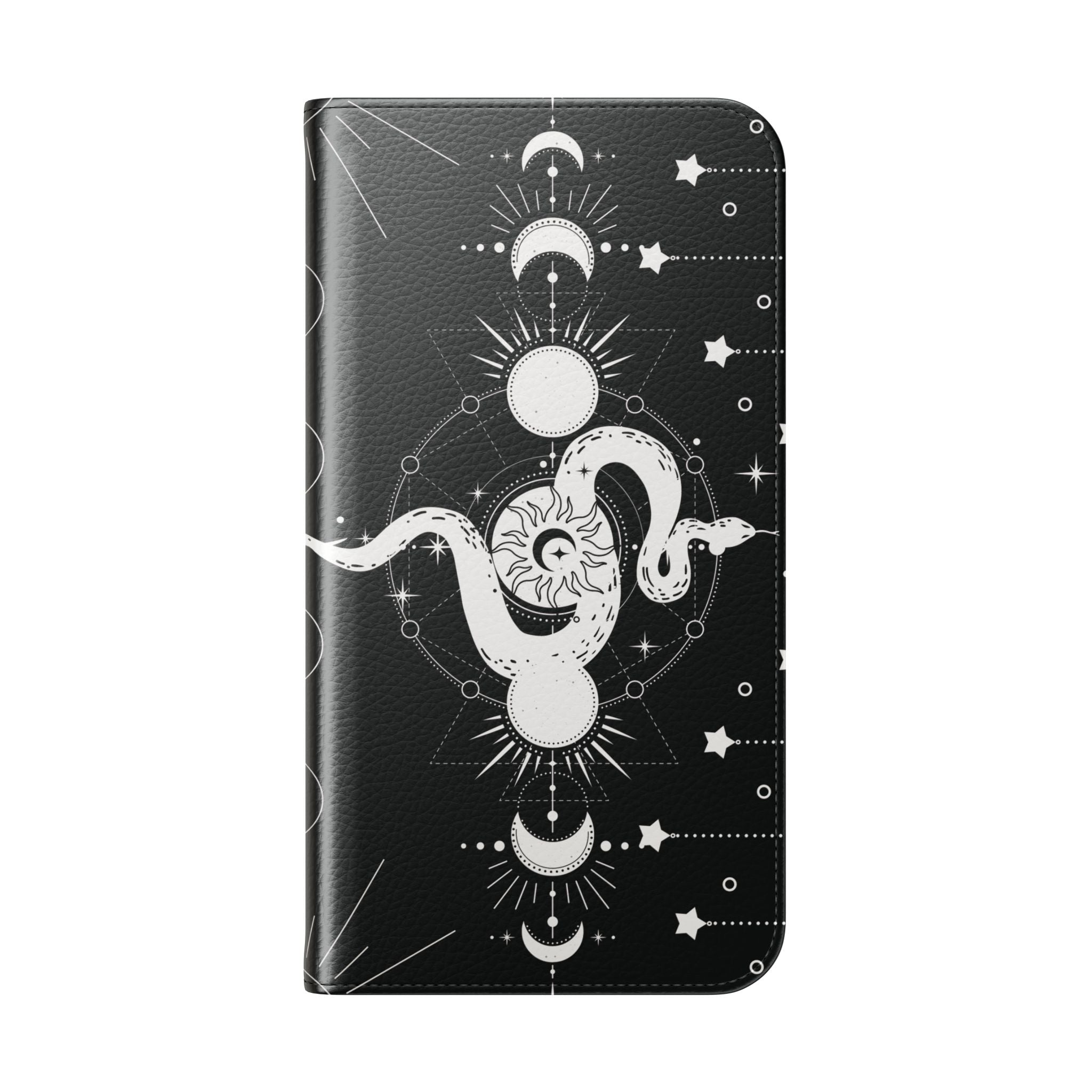Gothic Style Celestial Snake Moon Phases Wallet Flip PhoneCase - Celestial Style Phone Case for iPhone and Samsung - Moon Phases Wallet Case