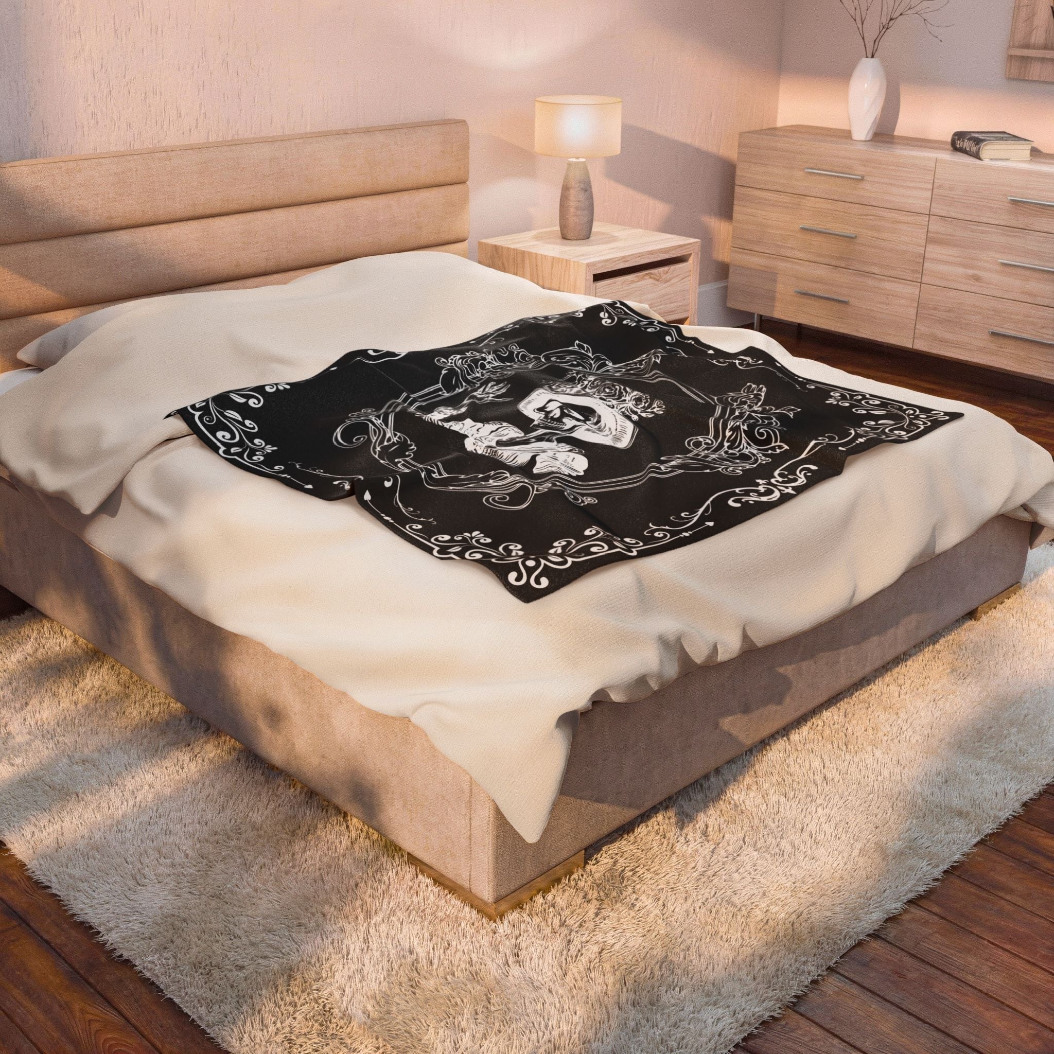 Victorian Skeleton Throw Blanket — Gothic Dark Academia Home Decor