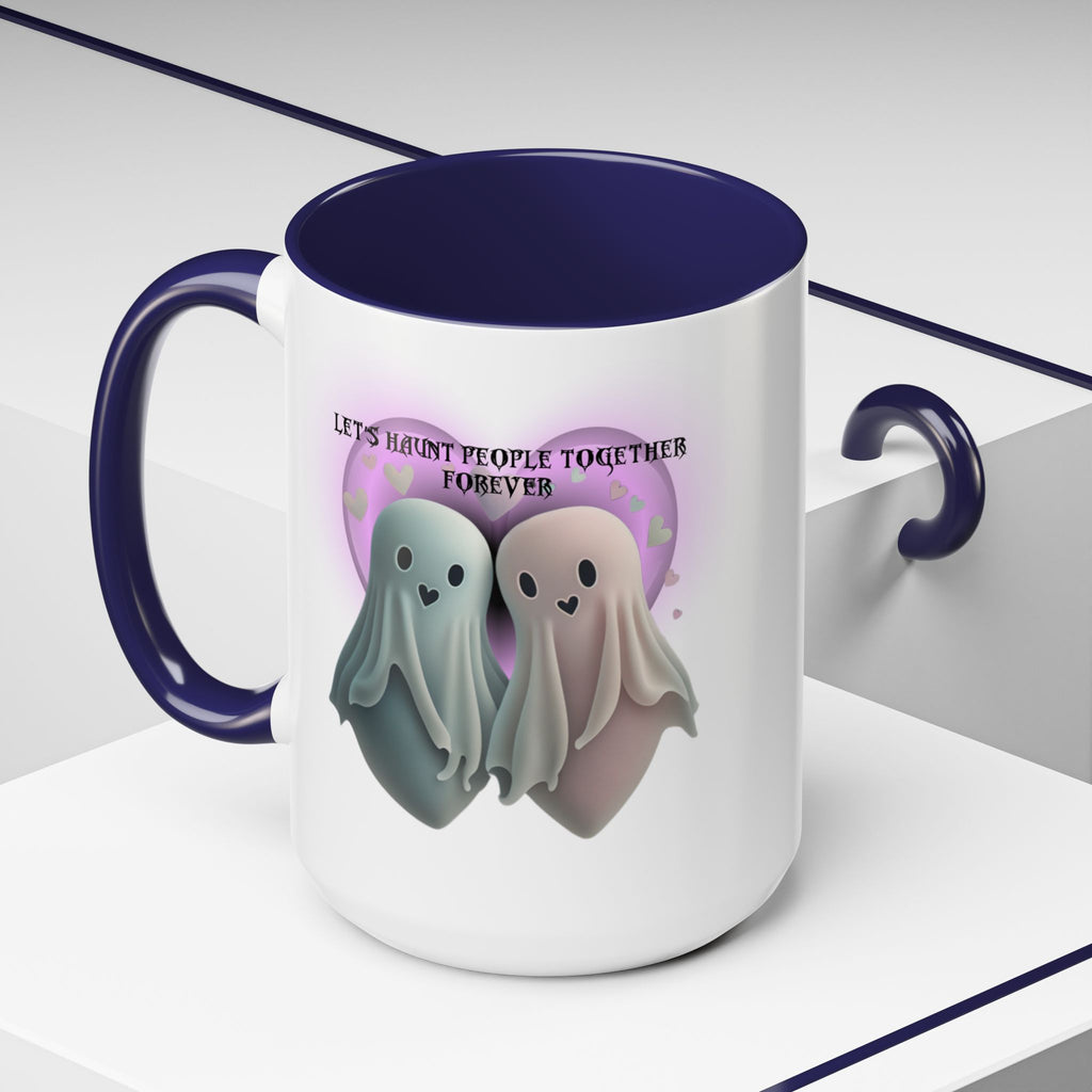 Let's Haunt People Together Forever Coffee Mug — Valloween Ghost Couple Accent Mug