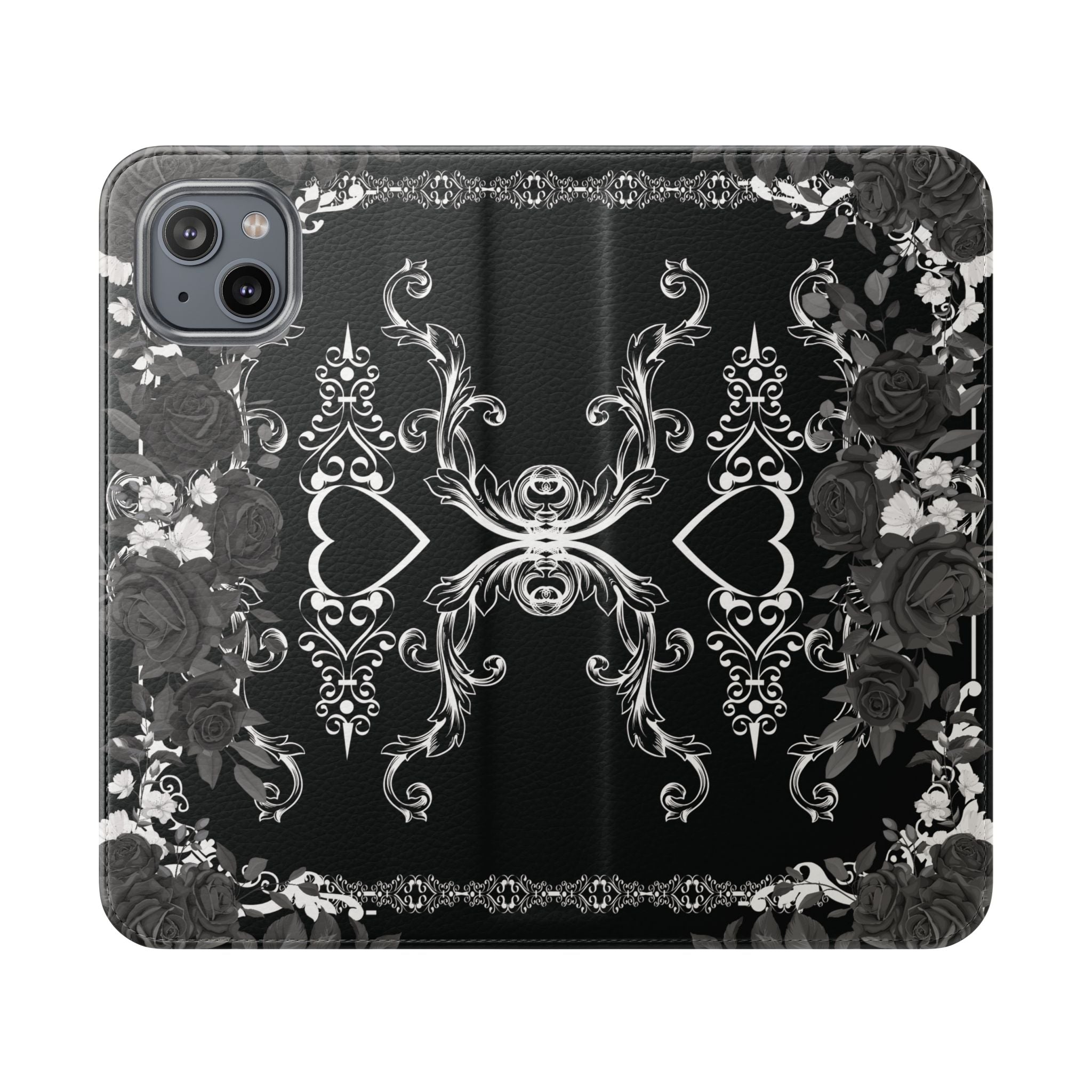Romantic Goth Wallet Flip Case - Goth Botanical Phone Case