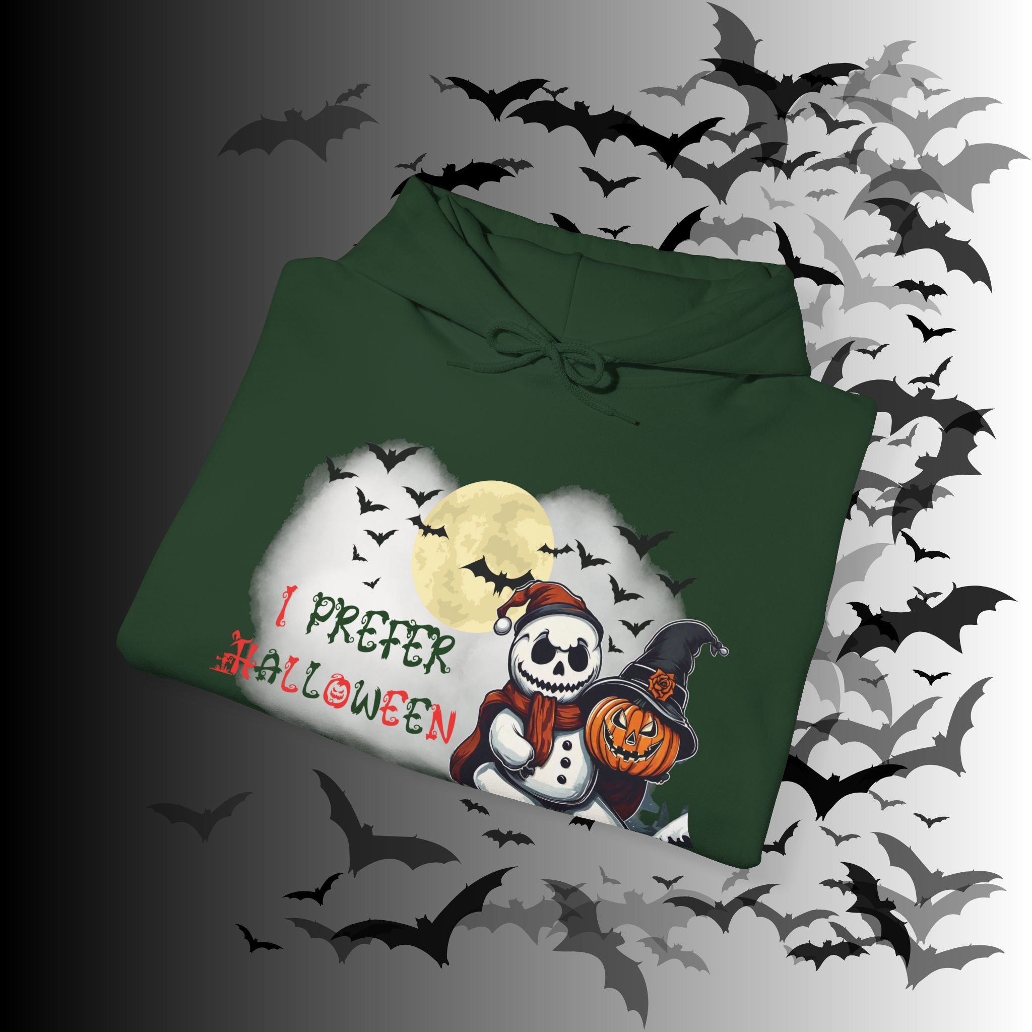I Prefer Halloween Hoodie — Gothic Christmas Skull Snowman Pumpkin