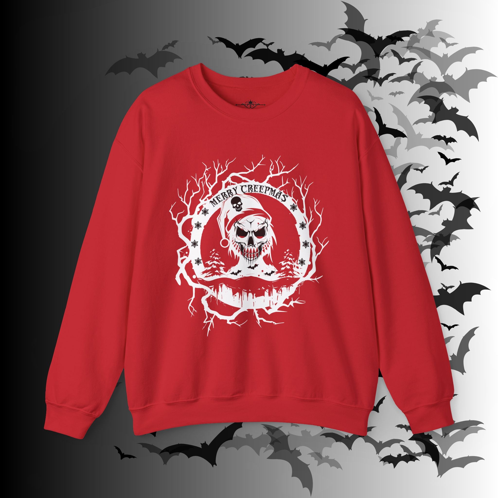 Merry Creepmas Crewneck Sweatshirt — Gothic Christmas Skull Santa