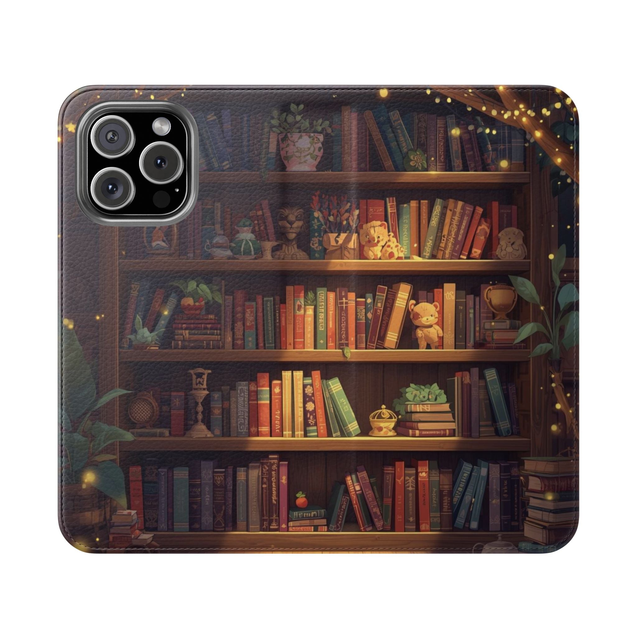 Whimsigoth Bookcase Wallet Flip Case - Romantasy Reader Phone Wallet - Book Pattern Flip Case - Bookish Phone Case