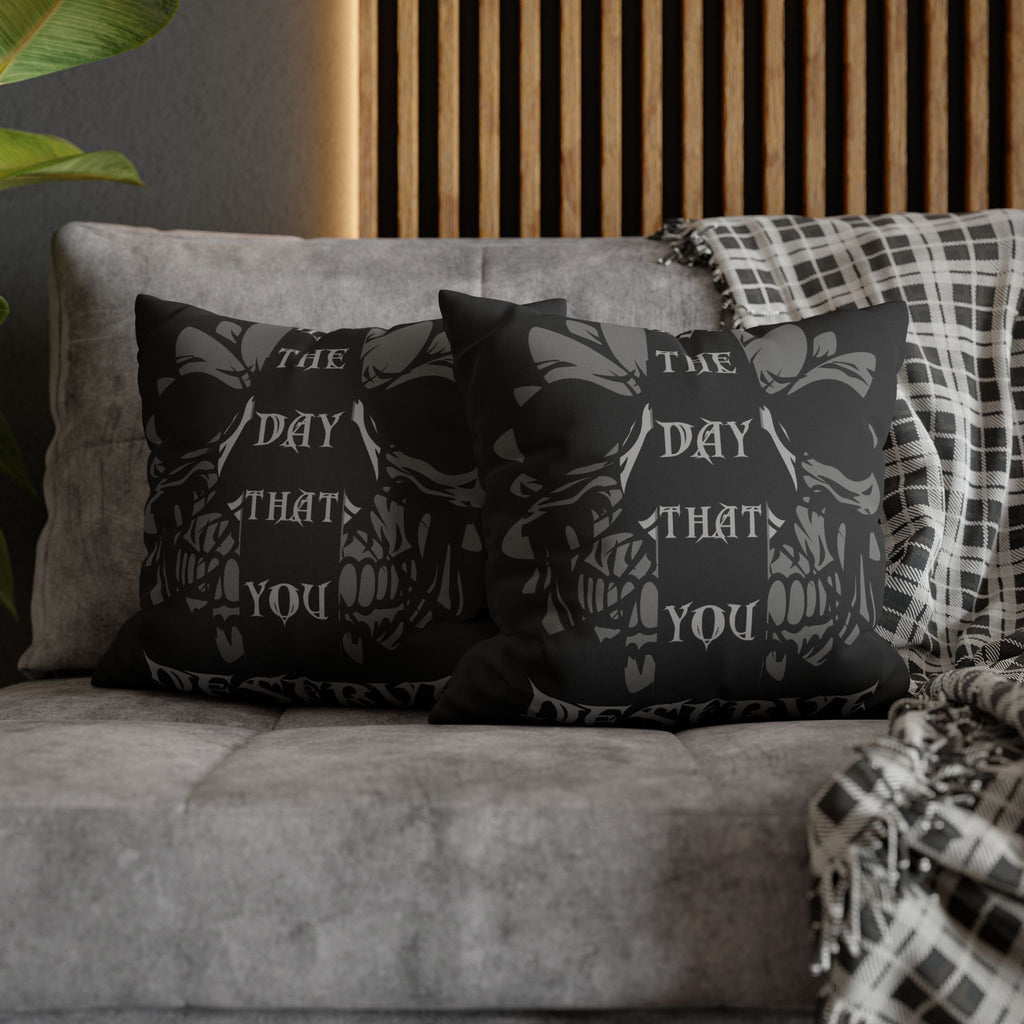 Gothic Floral Skull Throw Pillow — Dark Botanical Moody Home Decor