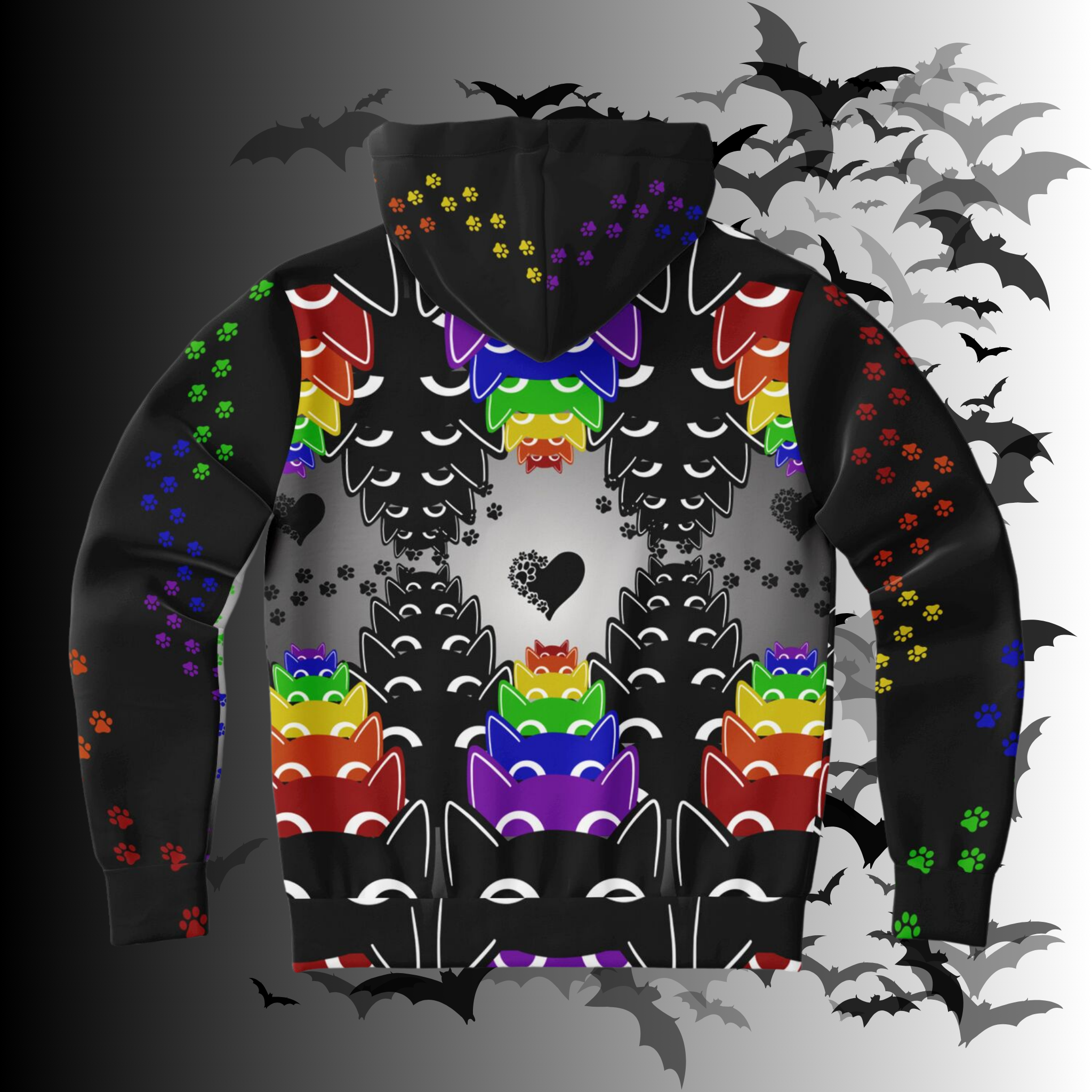 Rainbow Cats All Over Print Zip Hoodie