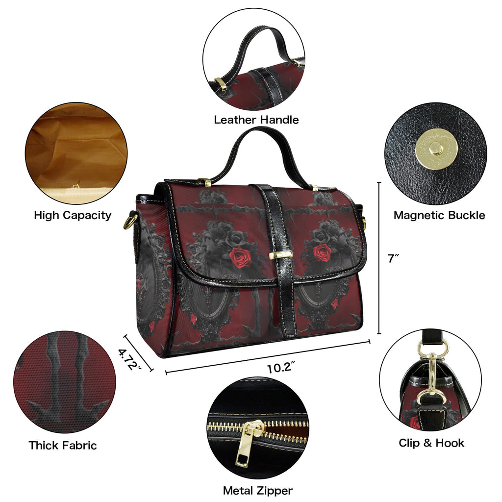 Gothic Dragon Mirror Crossbody Bag | Waterproof Canvas Satchel Purse for Women
