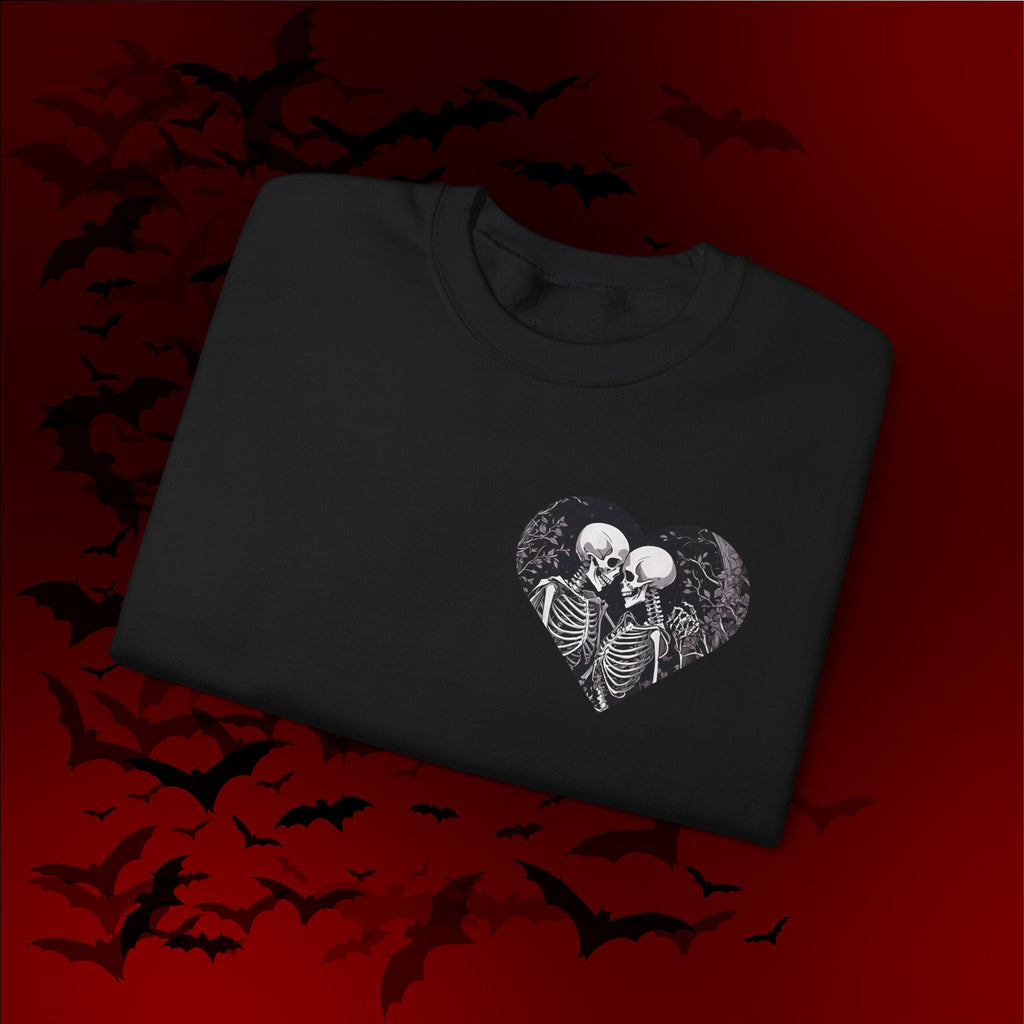 Gothic Valloween Skeleton Love Crewneck Sweatshirt — Dark Romance Couples Valentine's Day