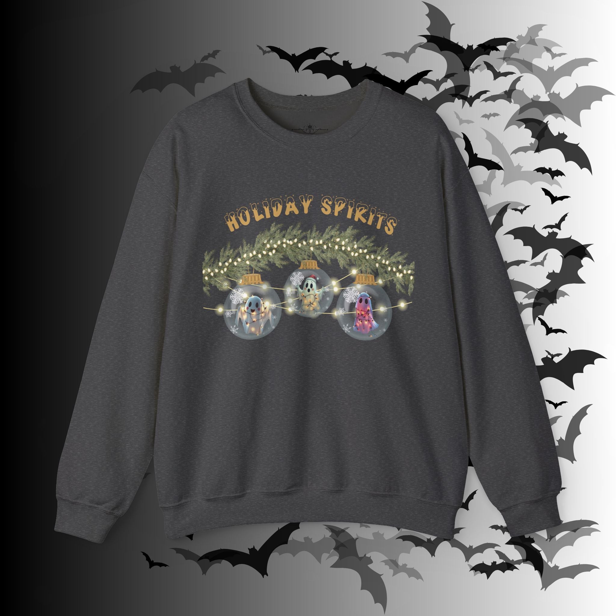 Holiday Spirits Crewneck Sweatshirt — Ghost Christmas Ornament Gothmas