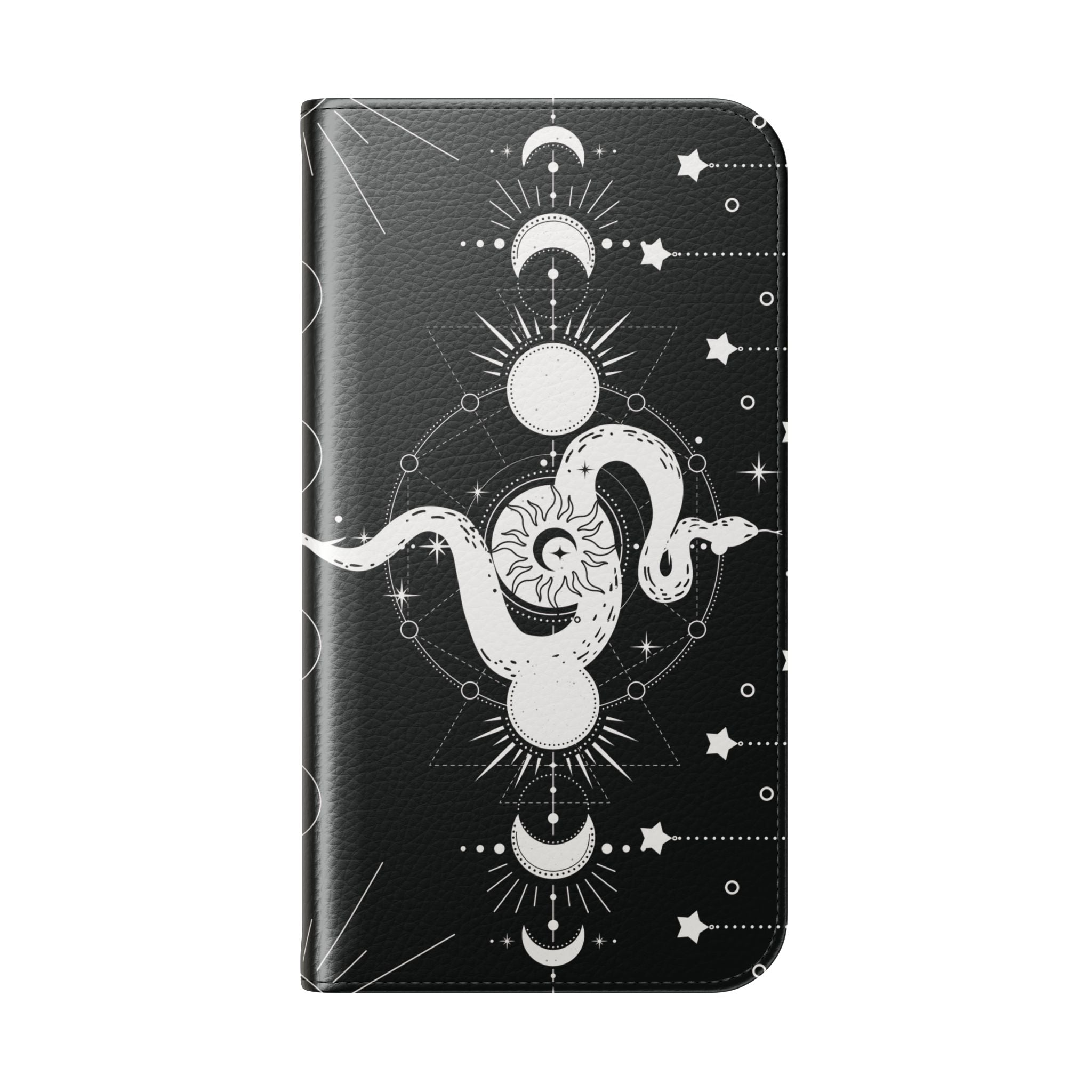Gothic Style Celestial Snake Moon Phases Wallet Flip PhoneCase - Celestial Style Phone Case for iPhone and Samsung - Moon Phases Wallet Case