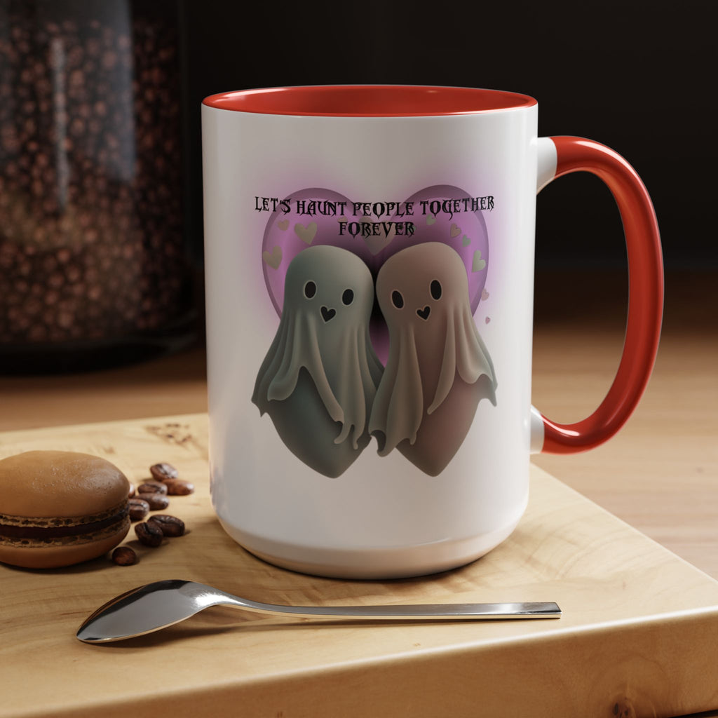 Let's Haunt People Together Forever Coffee Mug — Valloween Ghost Couple Accent Mug