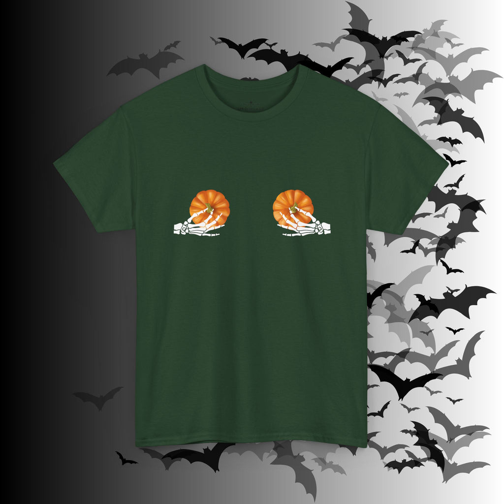 Skeleton Hands Pumpkin Halloween T-Shirt — Funny Spooky Season Tee