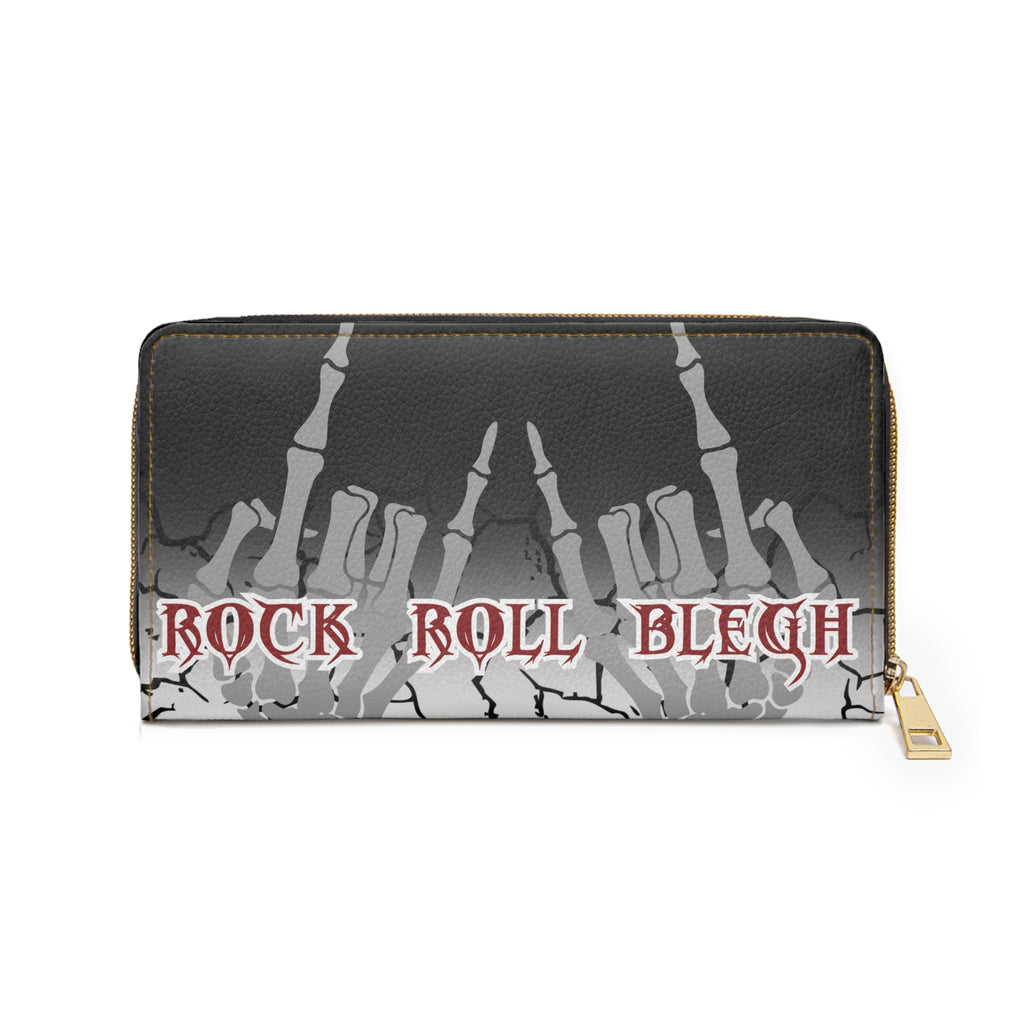Rock Roll Blegh Skeleton Hands Wallet | Gothic Faux Leather Zipper Clutch