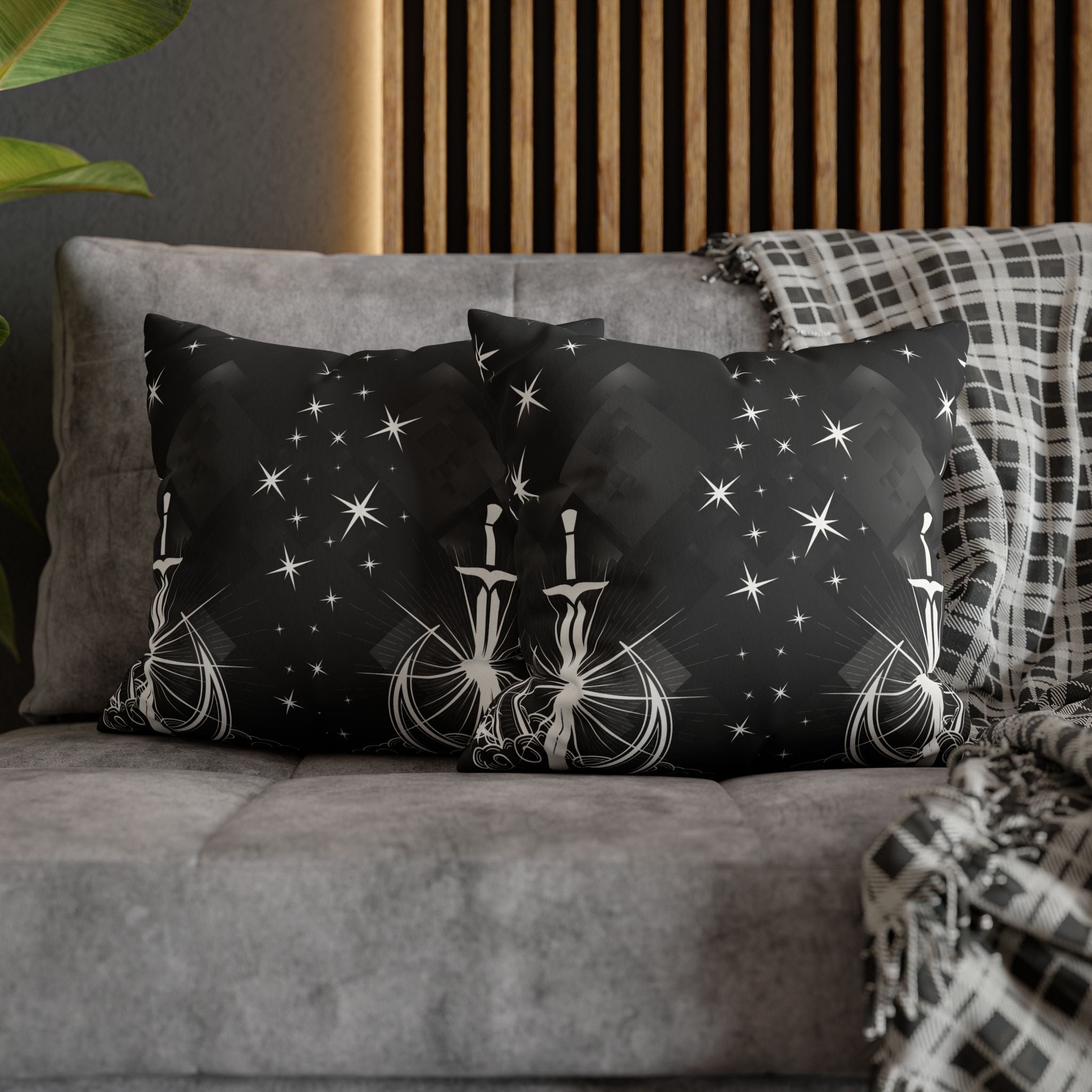Gothic Moon Sword Celestial Throw Pillow — Dark Witchy Home Decor