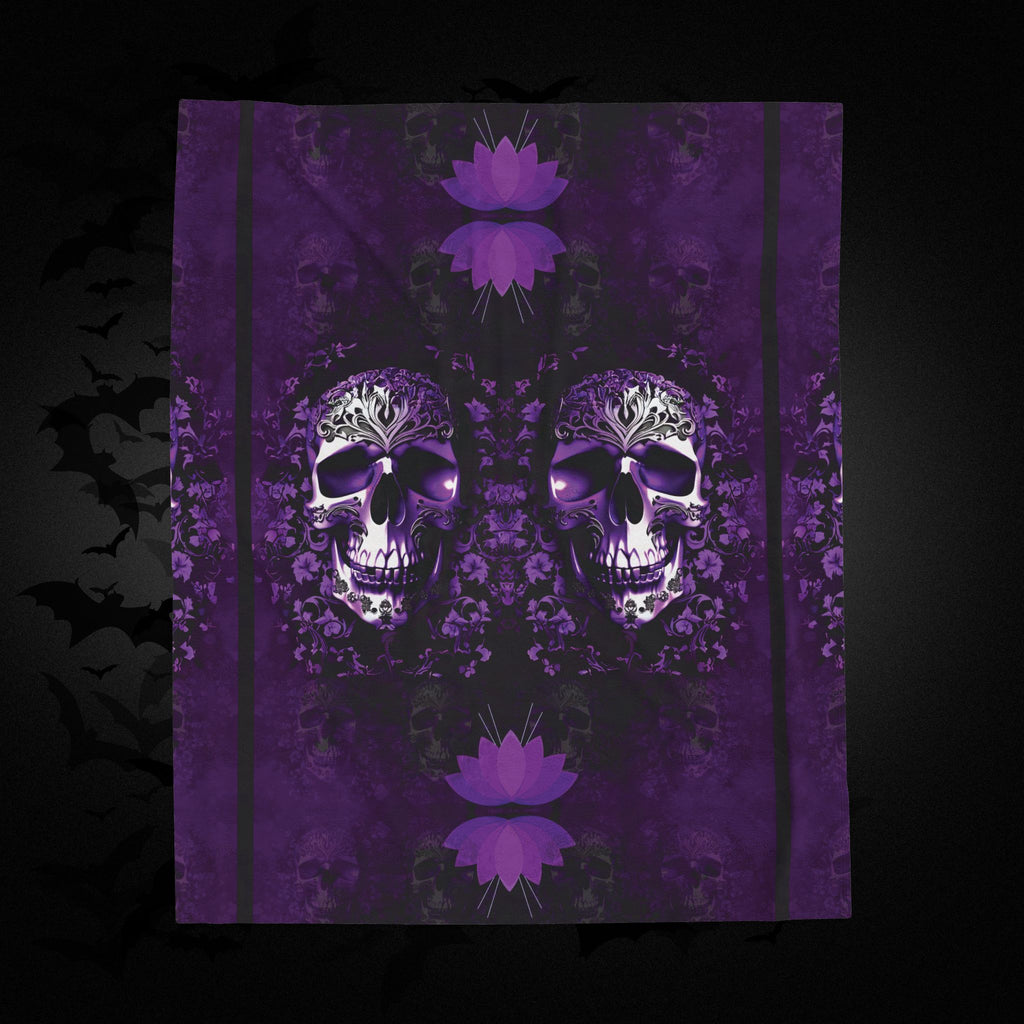 Gothic Purple Skull Throw Blanket — Dark Elegance Home Decor