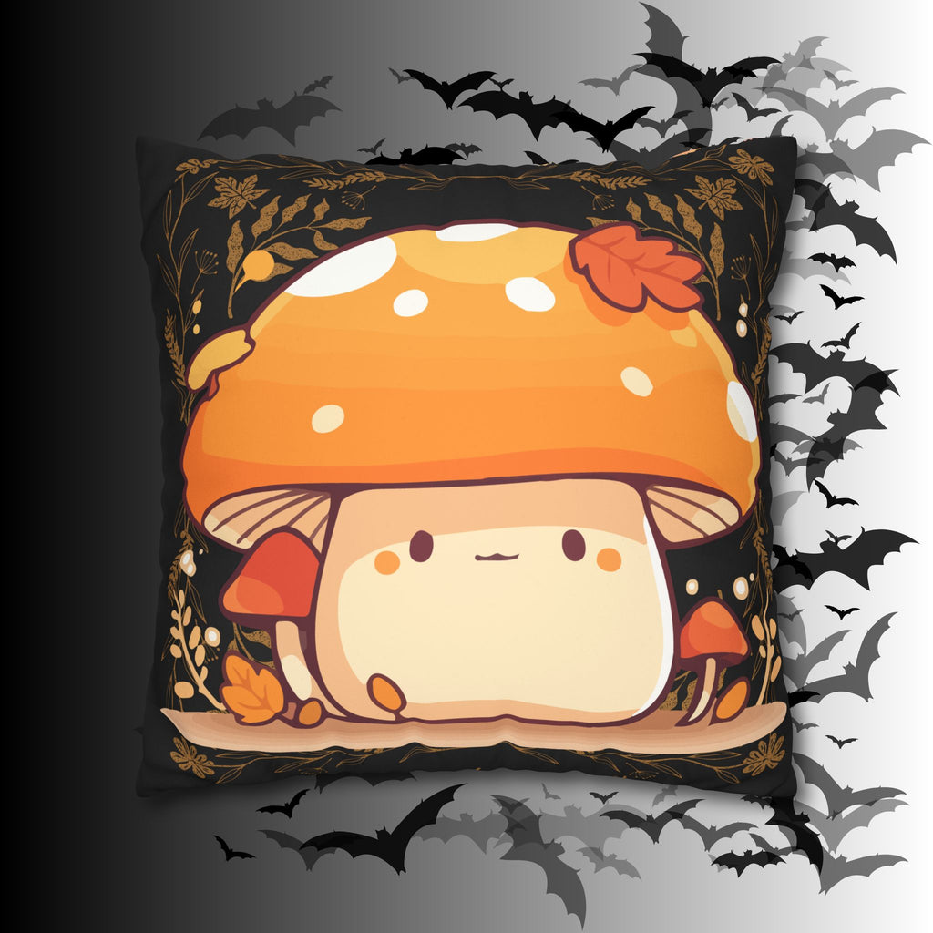 Dark Cottagecore Mushroom Throw Pillow — Forest Witch Kawaii Home Decor