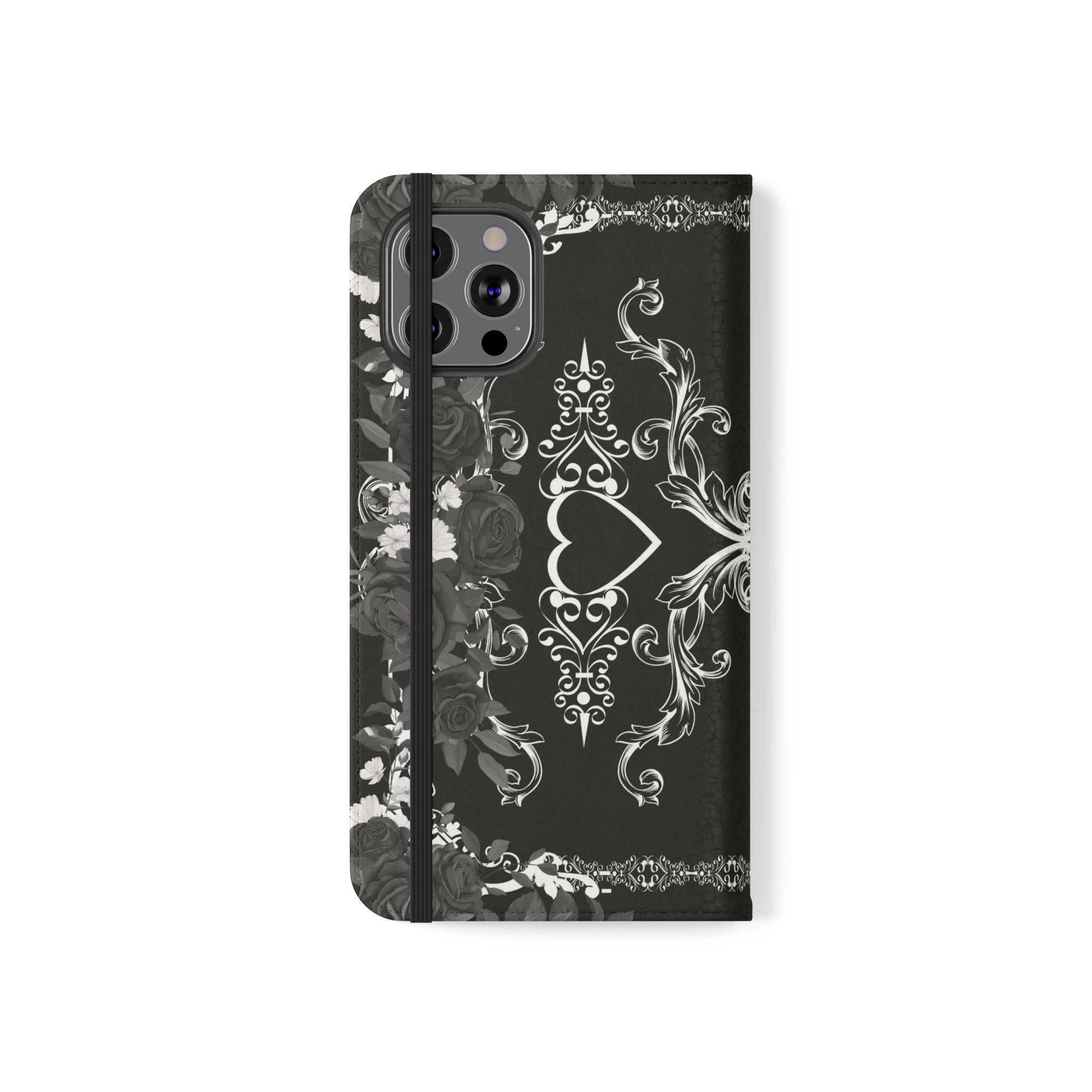Romantic Goth Wallet Flip Case - Goth Botanical Phone Case