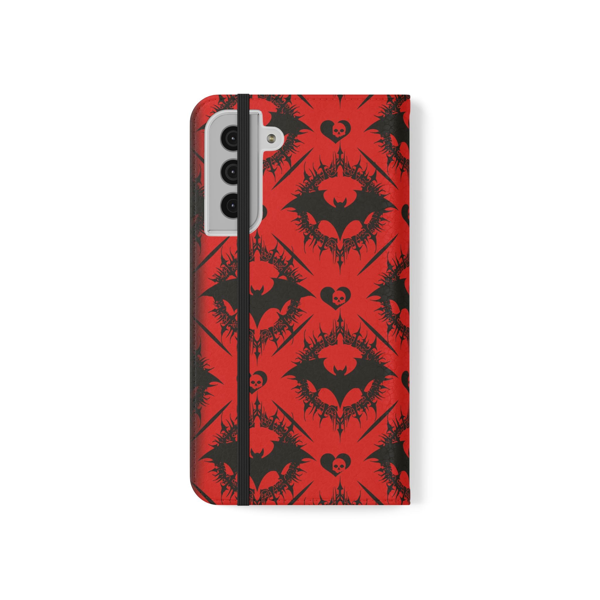 Gothic Bat Wallet Flip Case - Elegant Goth Phone Wallet - Bat Pattern Flip Case - Gothic Phone Case - Stylish Wallet Phone Case